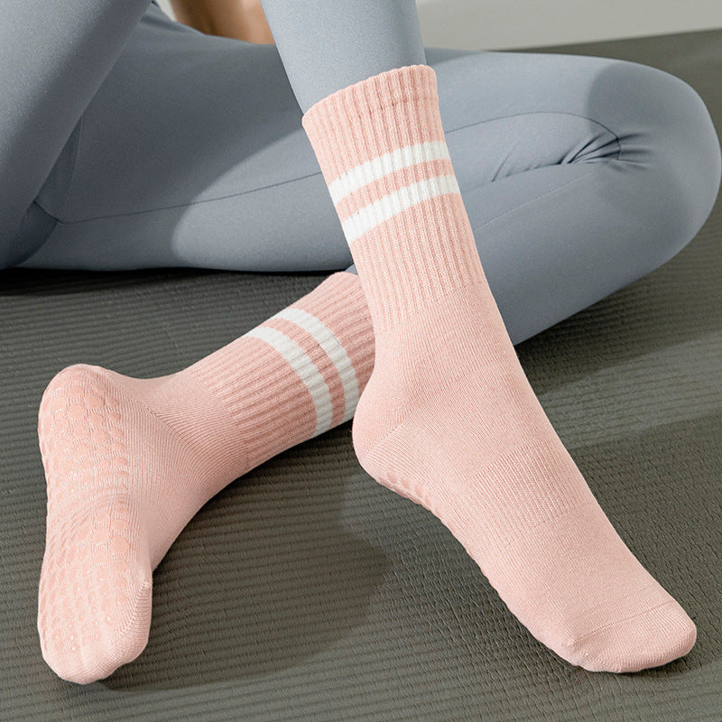 Yogcsde | Women's Mid-Calf Yoga Socks, Professional Non-Slip White Pilates and Fitness Socks