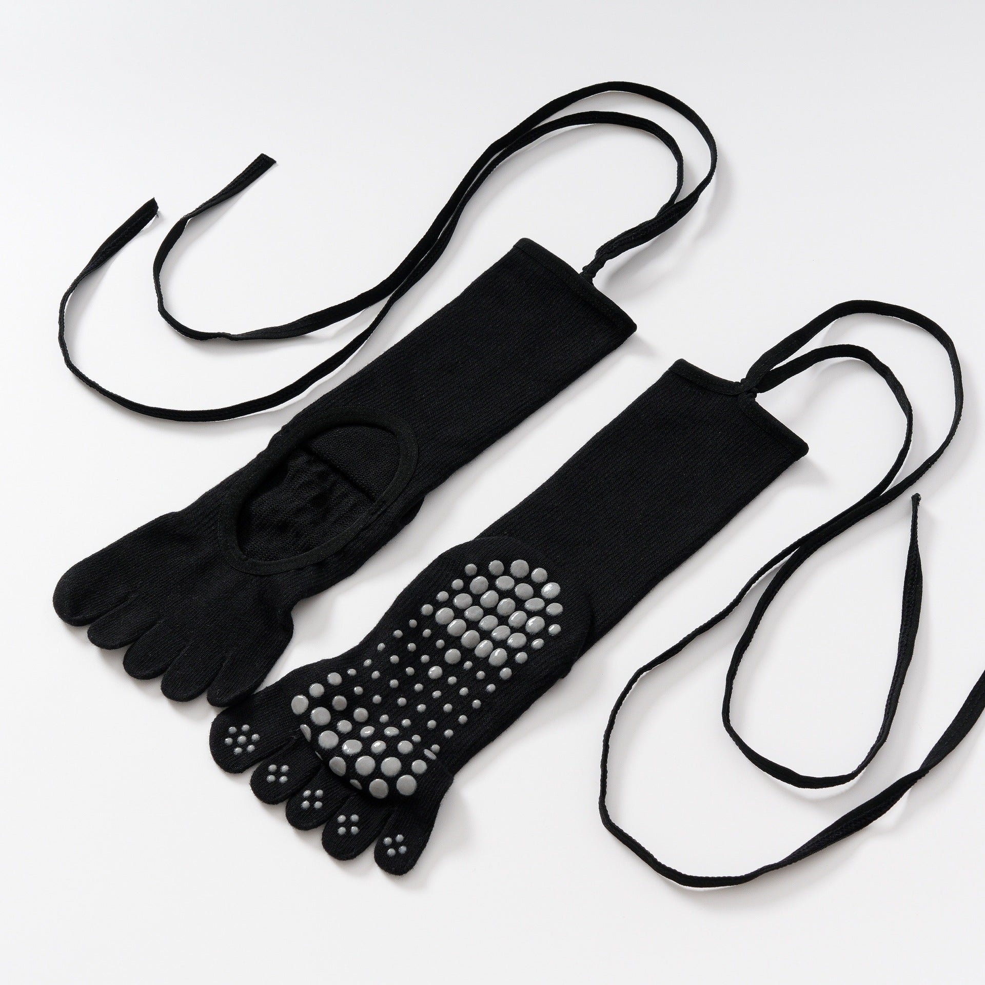 Yogcsde | Women’s Autumn & Winter Five-Toe Open-Back Yoga Socks – Strapped Design for Pilates, Ballet & Indoor Fitness