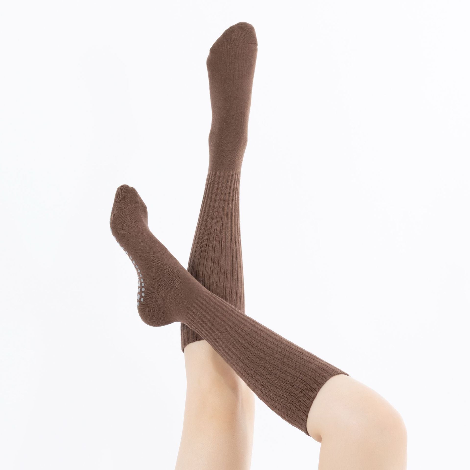 Yogcsde | Women's Spring Maillard Mid-Calf Solid Color Yoga Socks, Non-Slip Slimming Japanese-Style Floor Socks