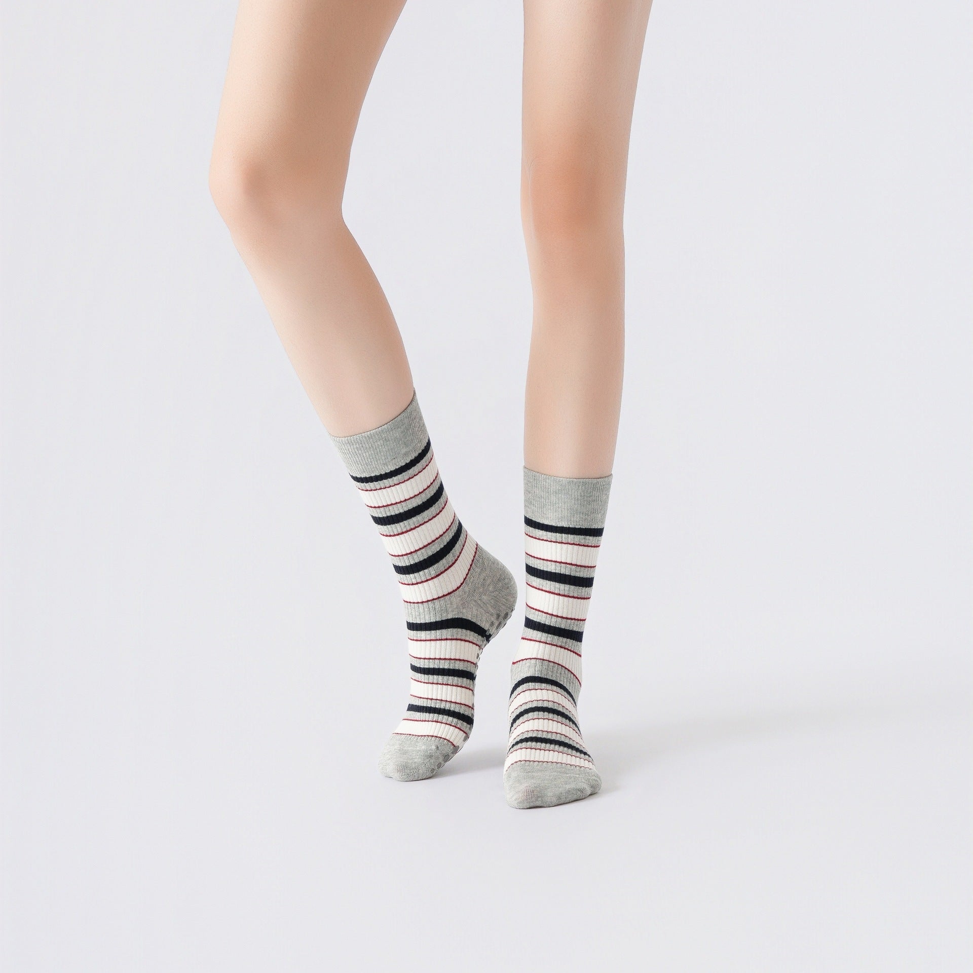 Yogcsde | Women's High-Elastic Compression Yoga Socks, Non-Slip Striped Pilates Socks for Slim Legs