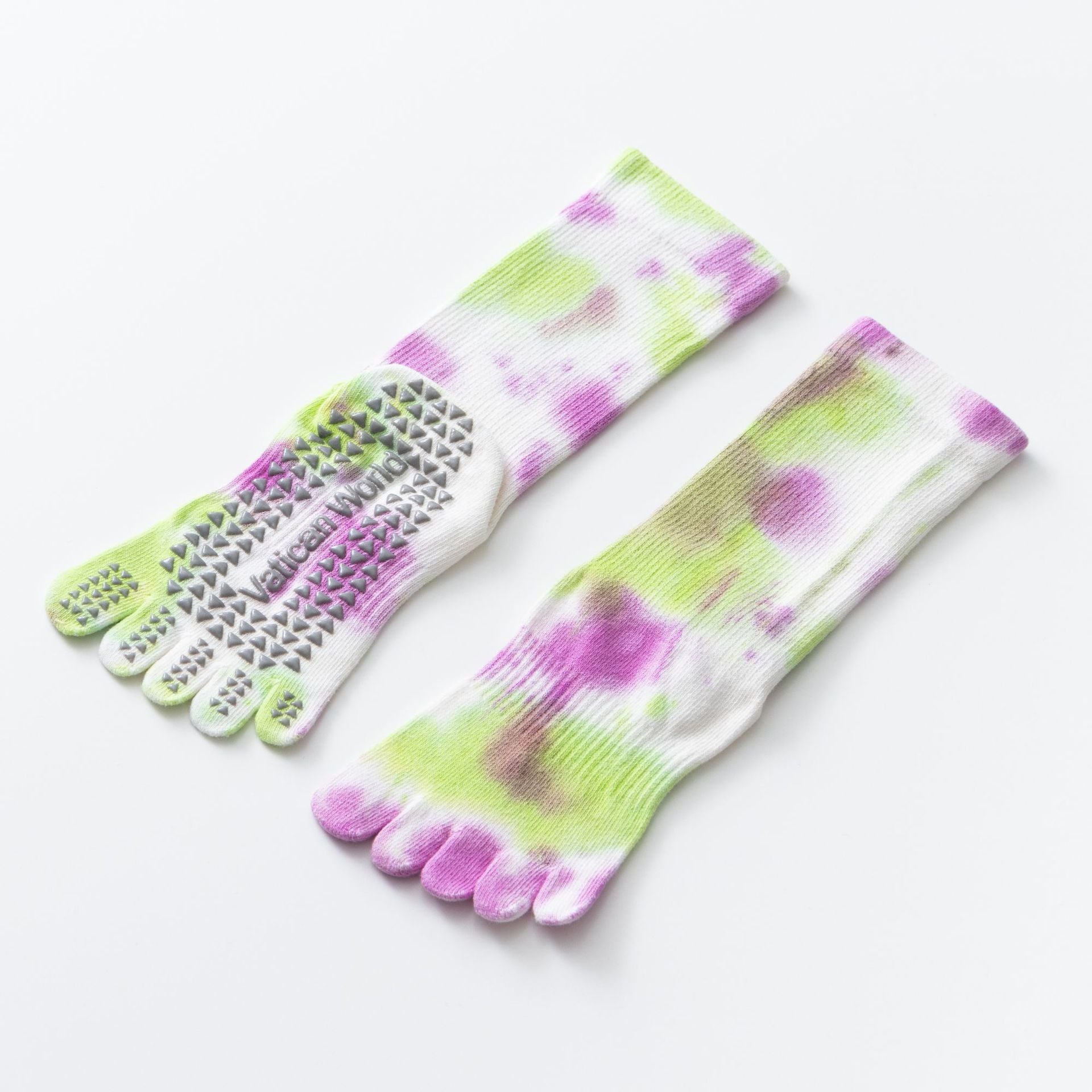 Yogcsde | Women’s Autumn & Winter Tie-Dye Five-Toe Yoga Socks – Mid-Calf Design for Pilates & Indoor Fitness