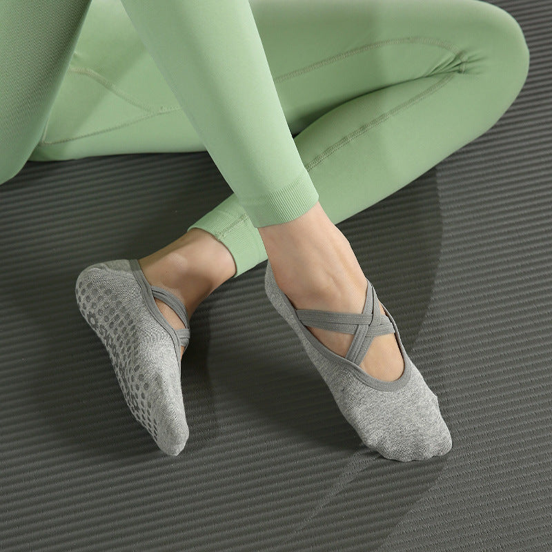 Yogcsde | Women’s Spring & Summer Open-Back Yoga Socks – Cross-Strap Design for Pilates & Indoor Fitness