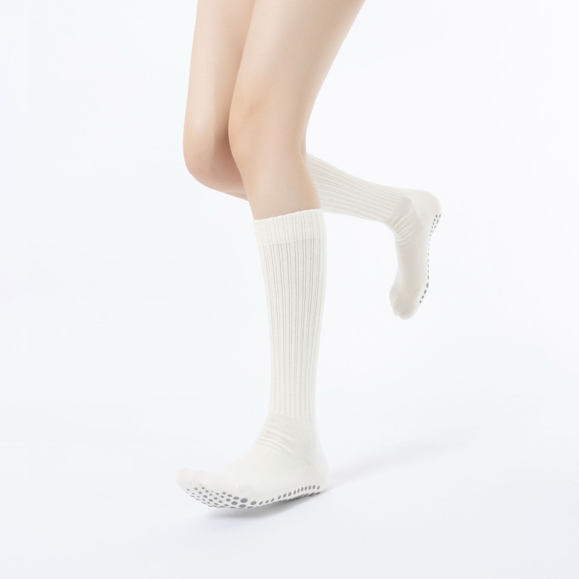 Yogcsde | Women's Spring Maillard Mid-Calf Solid Color Yoga Socks, Non-Slip Slimming Japanese-Style Floor Socks