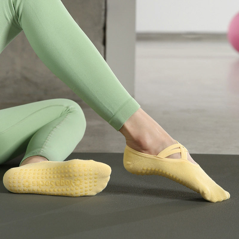 Yogcsde | Women’s Spring & Summer Open-Back Yoga Socks – Cross-Strap Design for Pilates & Indoor Fitness