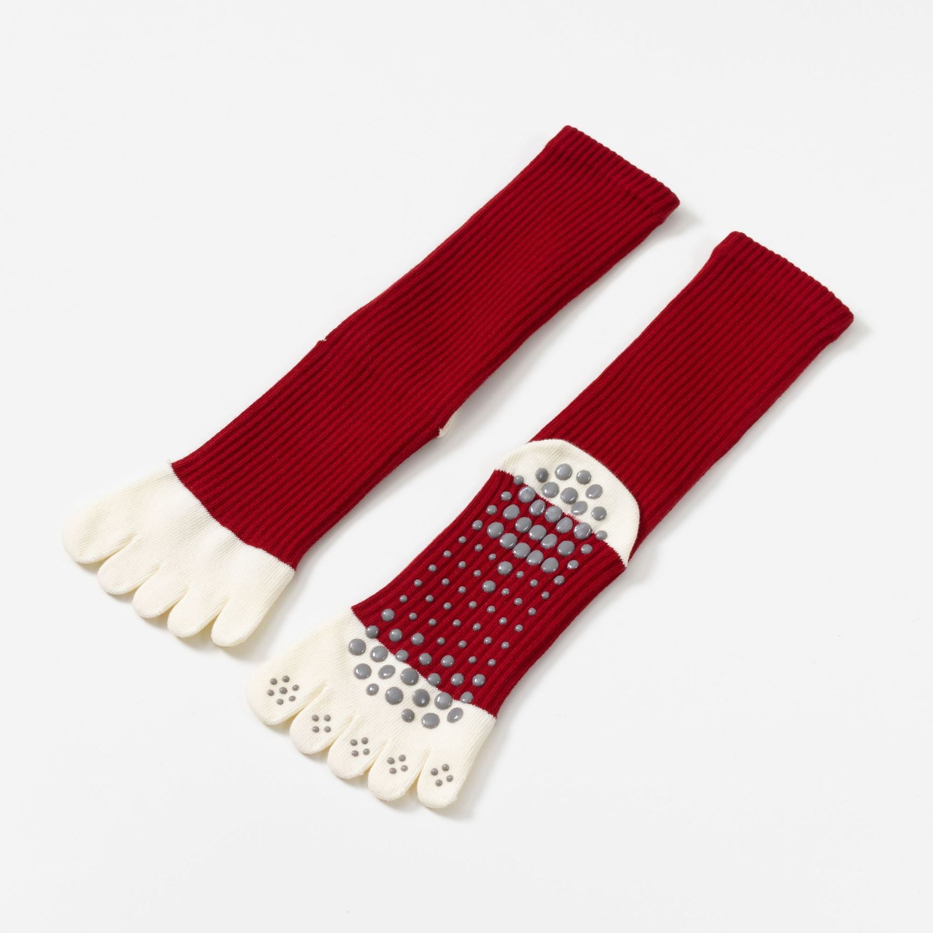 Yogcsde | Women's Zodiac Five-Toe Yoga Calf Socks, Non-Slip Red Pilates Socks for Good Luck