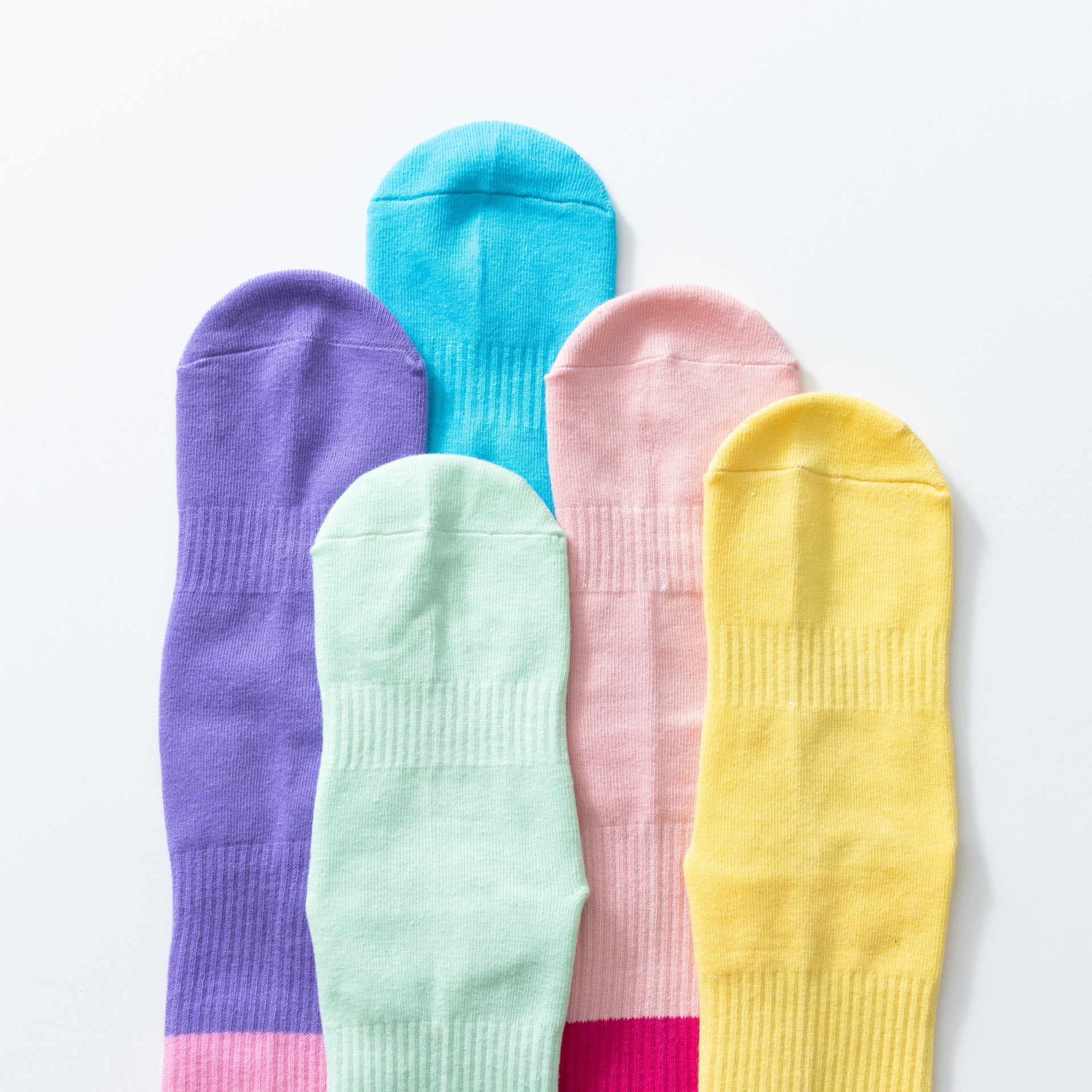 Yogcsde | Women's Lightweight Two-Tone Yoga Socks, Breathable Non-Slip Pilates Socks for Year-Round Fitness