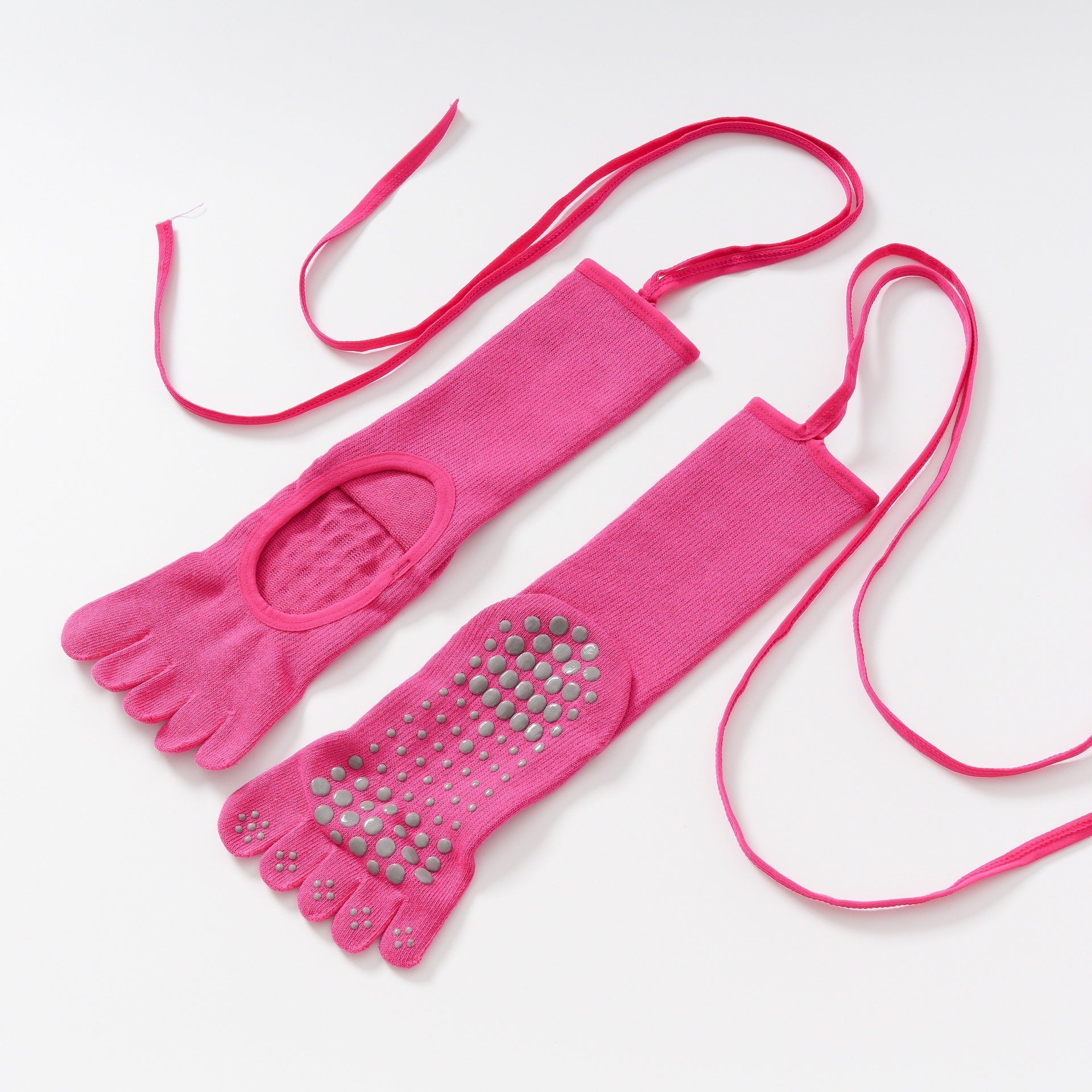 Yogcsde | Women’s Autumn & Winter Five-Toe Open-Back Yoga Socks – Strapped Design for Pilates, Ballet & Indoor Fitness