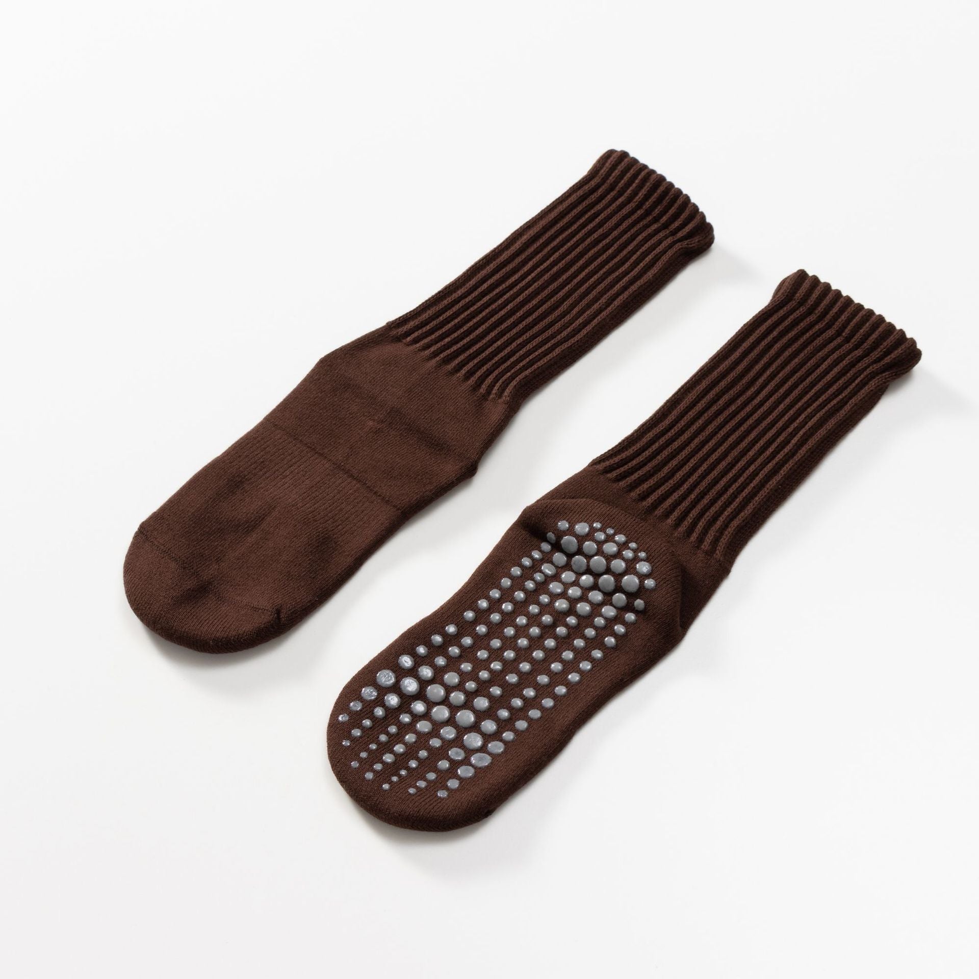 Yogcsde | Women's Retro Maillard-Colored Yoga Calf Socks, Thick Non-Slip Mid-Calf Socks for Fitness