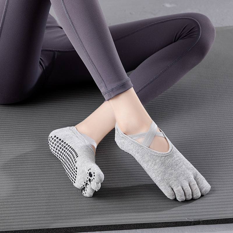 Yogcsde | Women’s Cross-Strap Five-Toe Yoga Socks – Lightweight Design for Pilates & Dance Practice