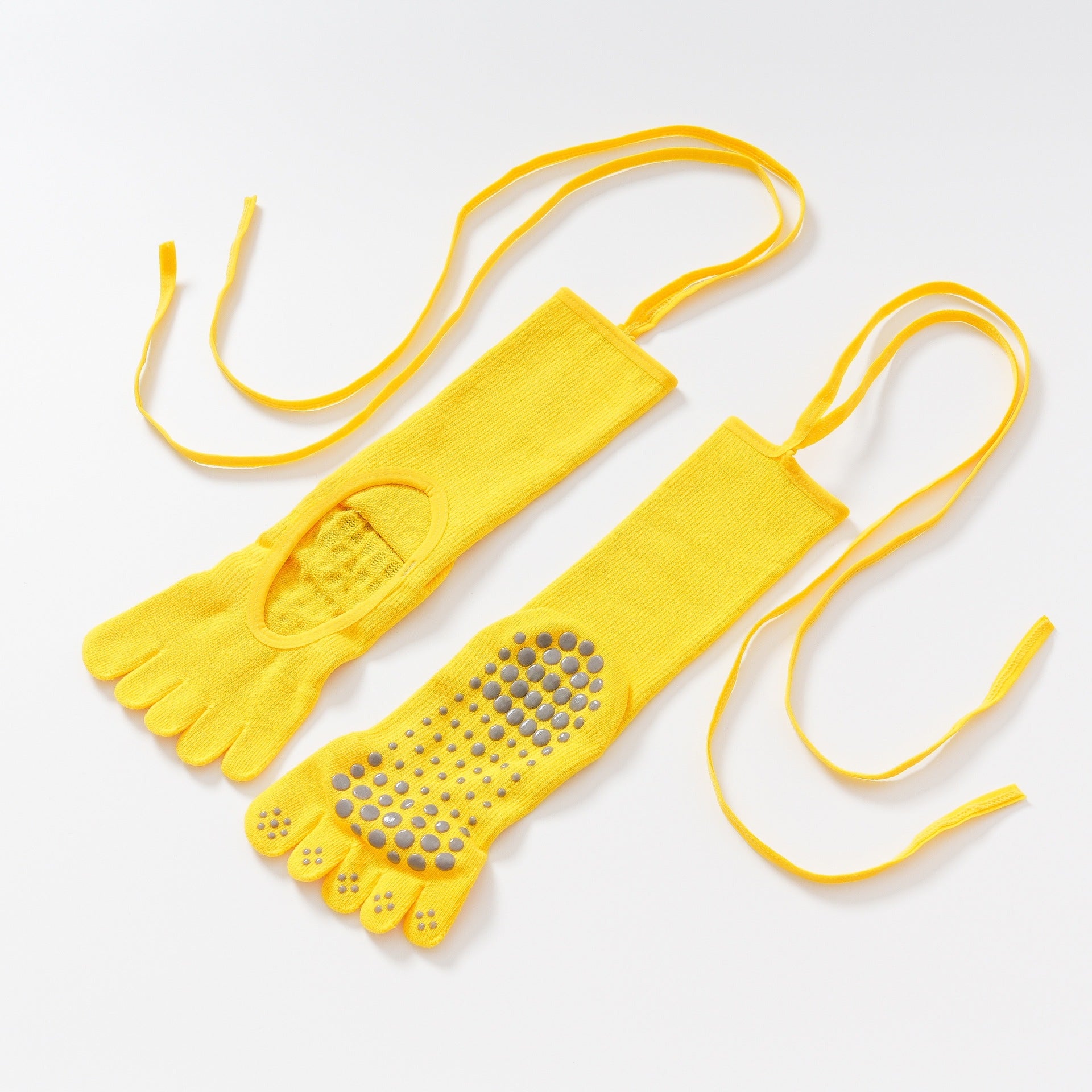 Yogcsde | Women’s Autumn & Winter Five-Toe Open-Back Yoga Socks – Strapped Design for Pilates, Ballet & Indoor Fitness