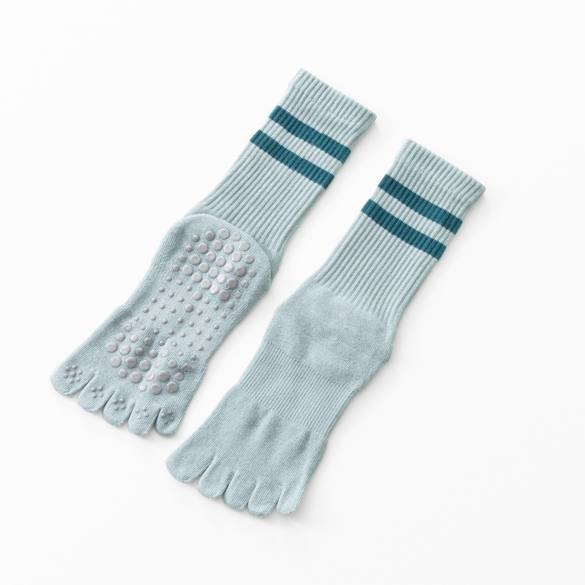 Yogcsde | Women's Thick Terry Five-Toe Yoga Socks, Warm Non-Slip Floor Socks with Striped Design