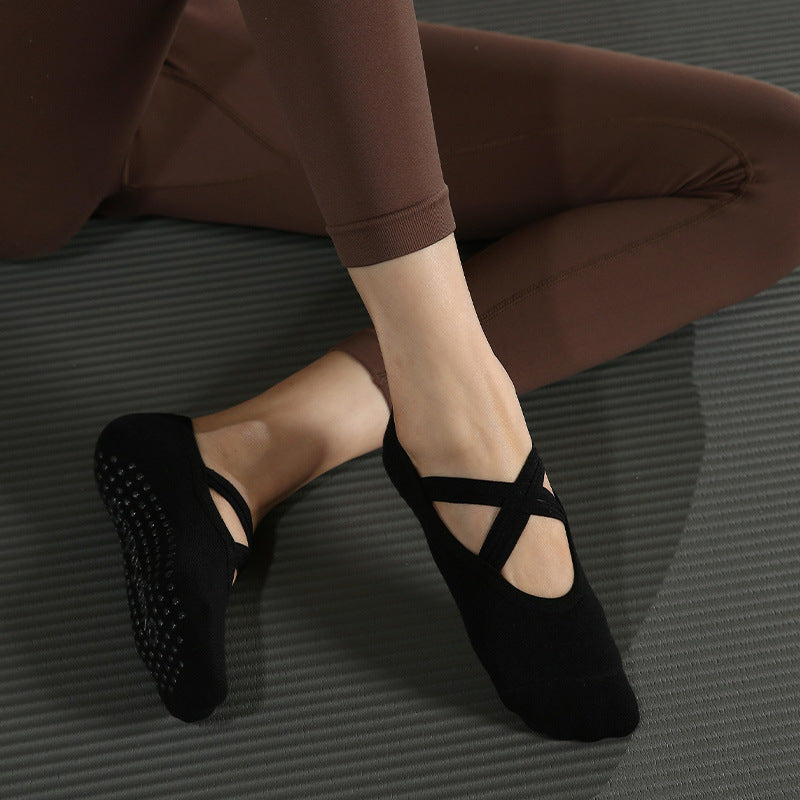 Yogcsde | Women’s Spring & Summer Open-Back Yoga Socks – Cross-Strap Design for Pilates & Indoor Fitness