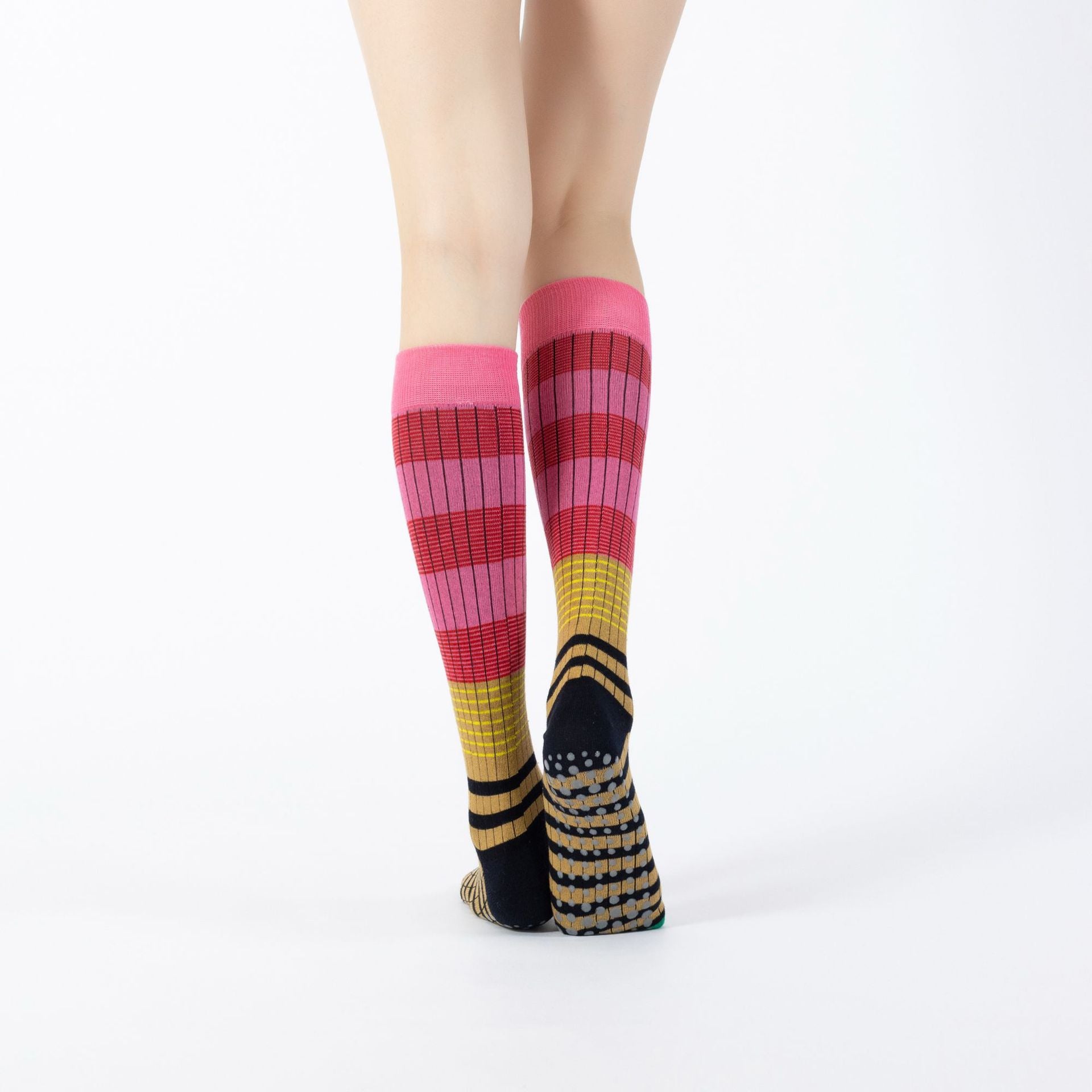 Yogcsde | Women's Spring Mid-Calf Striped Yoga Socks, Breathable Non-Slip Japanese-Style Fitness Socks
