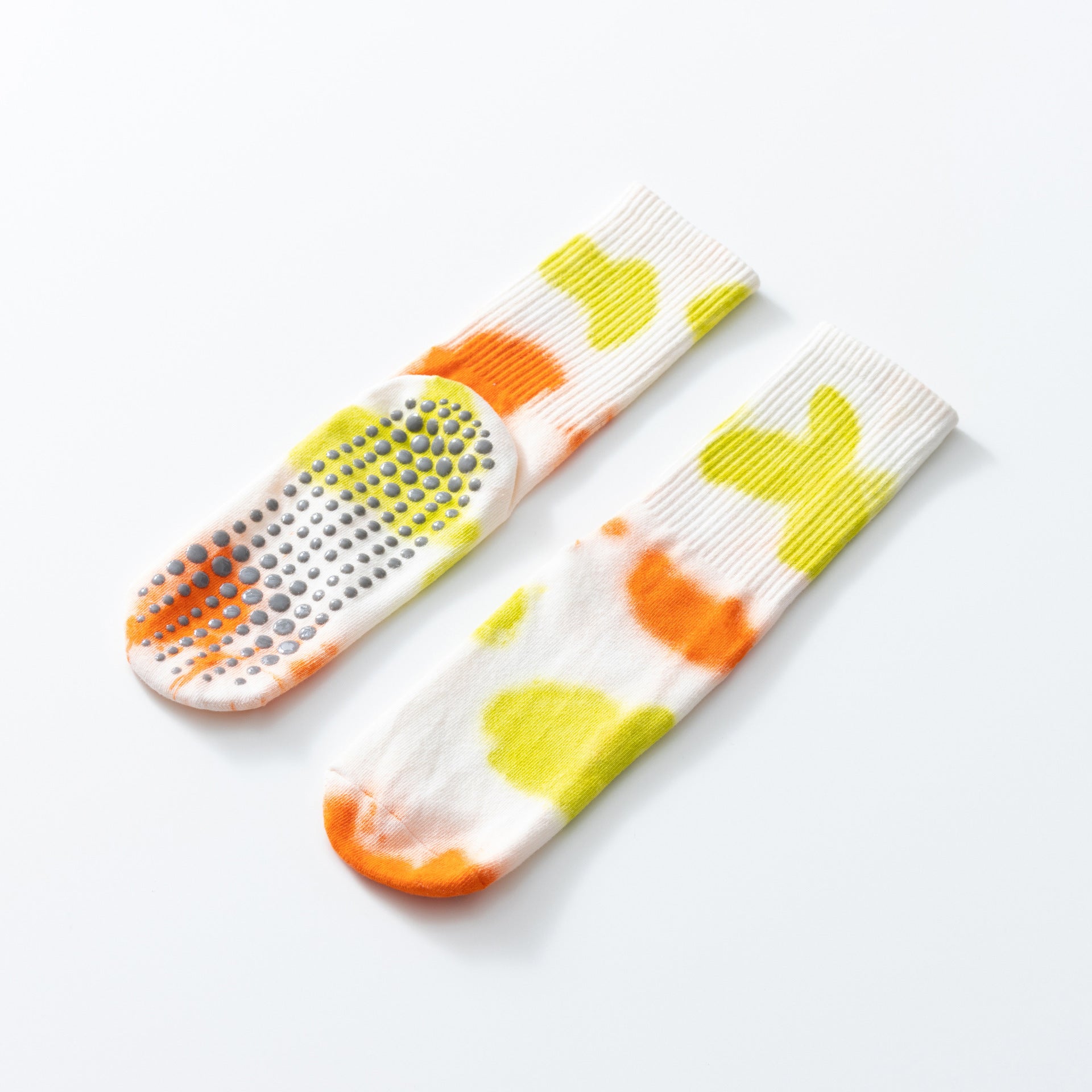 Yogcsde | Women’s Printed Cotton Yoga Calf Socks – Full-Length Contrast Design for Indoor Fitness & Pilates