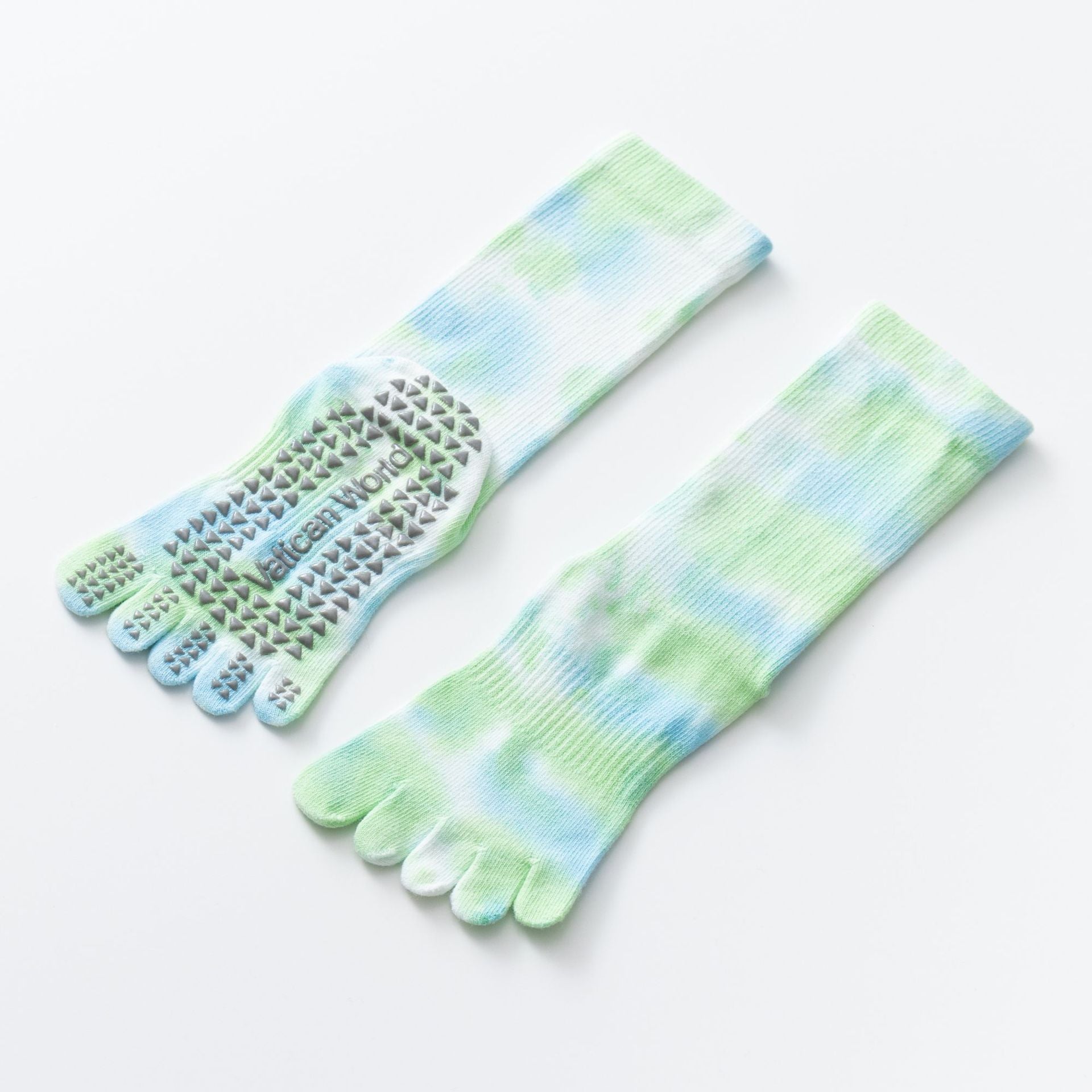Yogcsde | Women’s Autumn & Winter Tie-Dye Five-Toe Yoga Socks – Mid-Calf Design for Pilates & Indoor Fitness