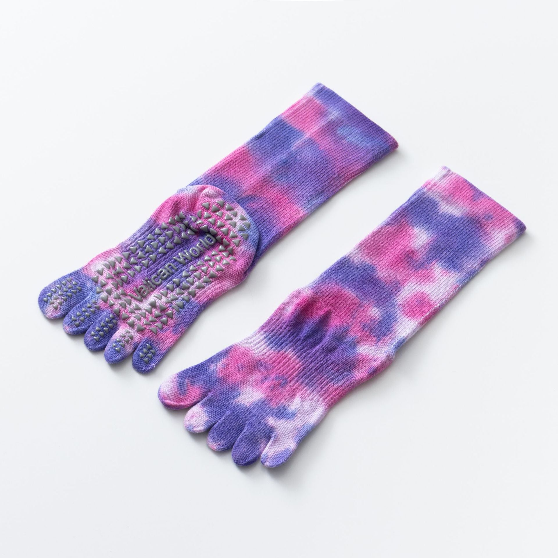 Yogcsde | Women’s Autumn & Winter Tie-Dye Five-Toe Yoga Socks – Mid-Calf Design for Pilates & Indoor Fitness