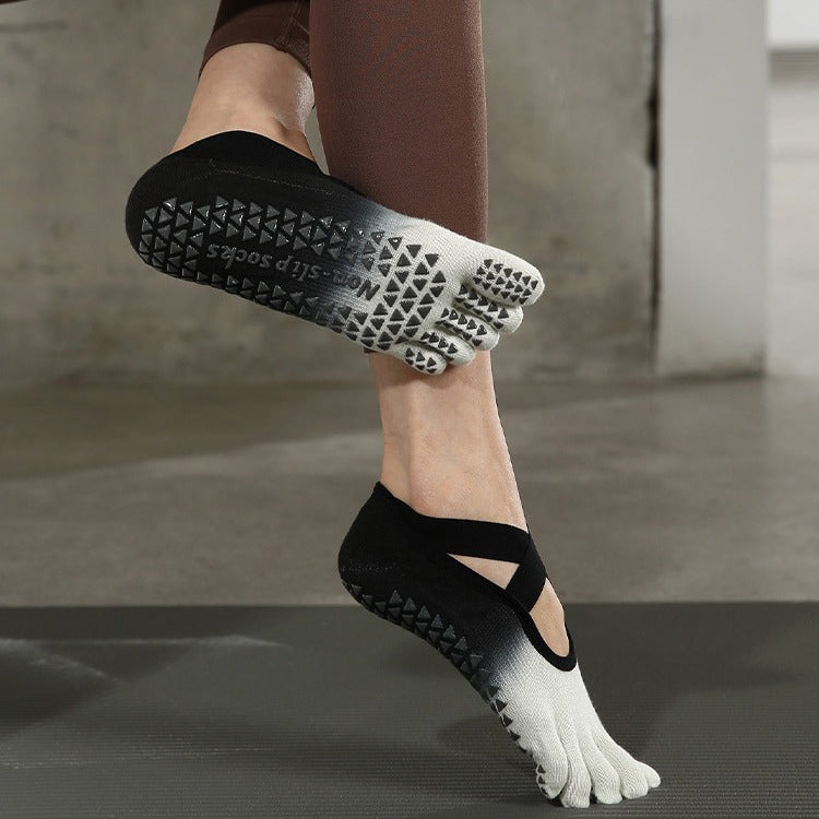 Yogcsde | Women’s Summer Five-Toe Yoga Socks – Lightweight Gradient Design for Pilates & Indoor Fitness