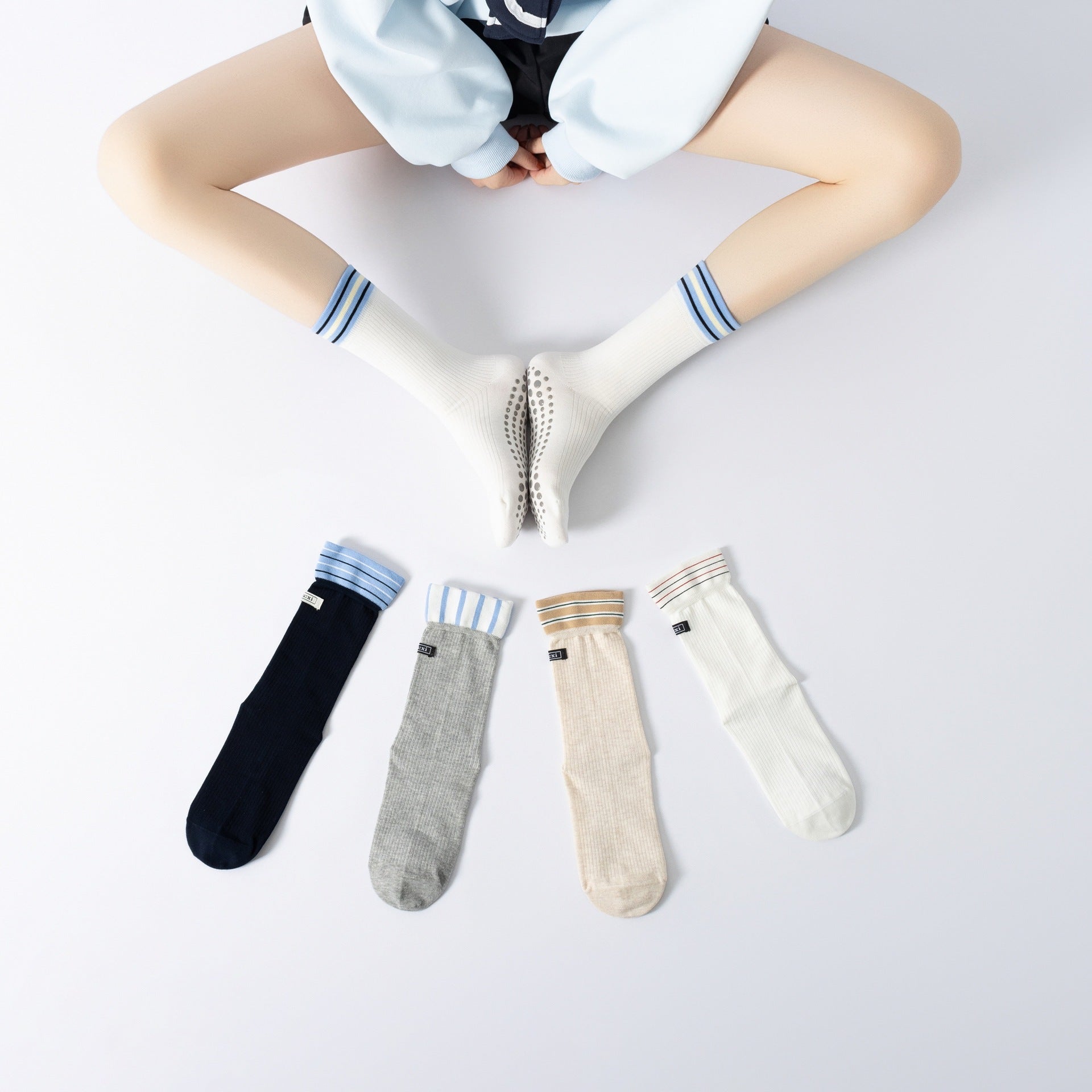 Yogcsde | Women's Spring Two-Tone Yoga Socks, Breathable Non-Slip Dance and Fitness Socks