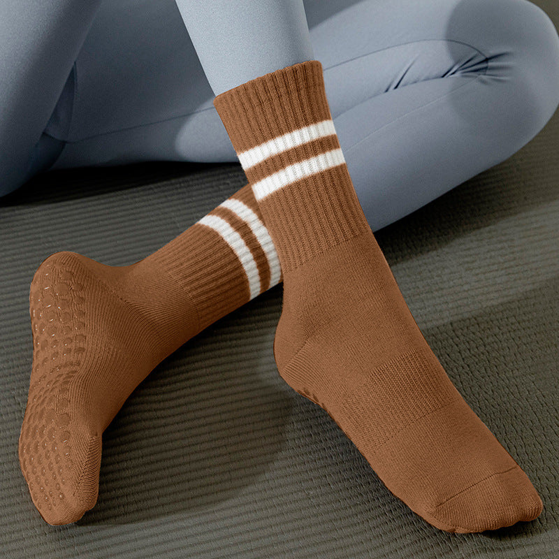 Yogcsde | Women's Mid-Calf Yoga Socks, Professional Non-Slip White Pilates and Fitness Socks