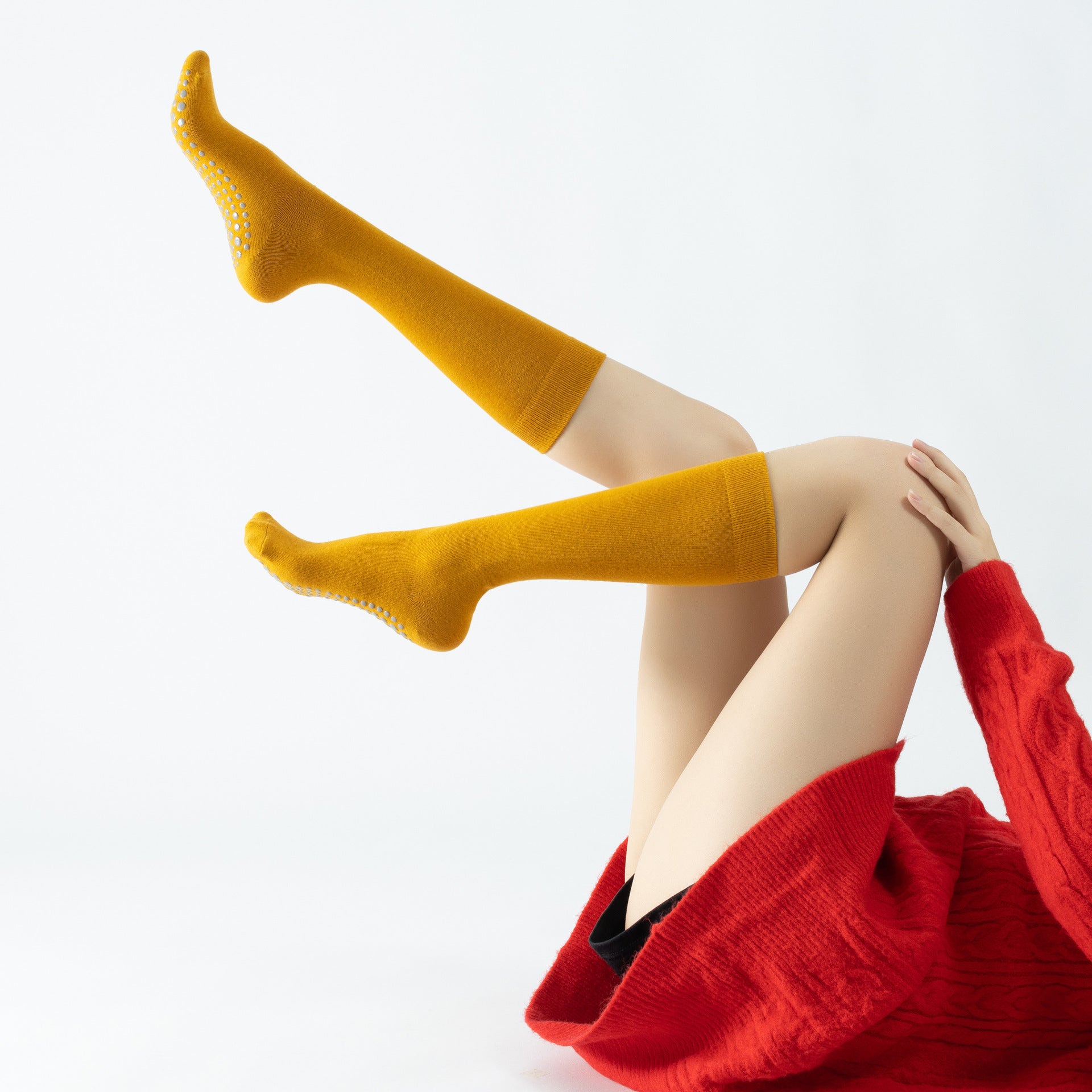 Yogcsde | Women's Spring & Summer Mid-Calf Round-Toe Yoga Socks, Thin Non-Slip Pilates and Fitness Socks