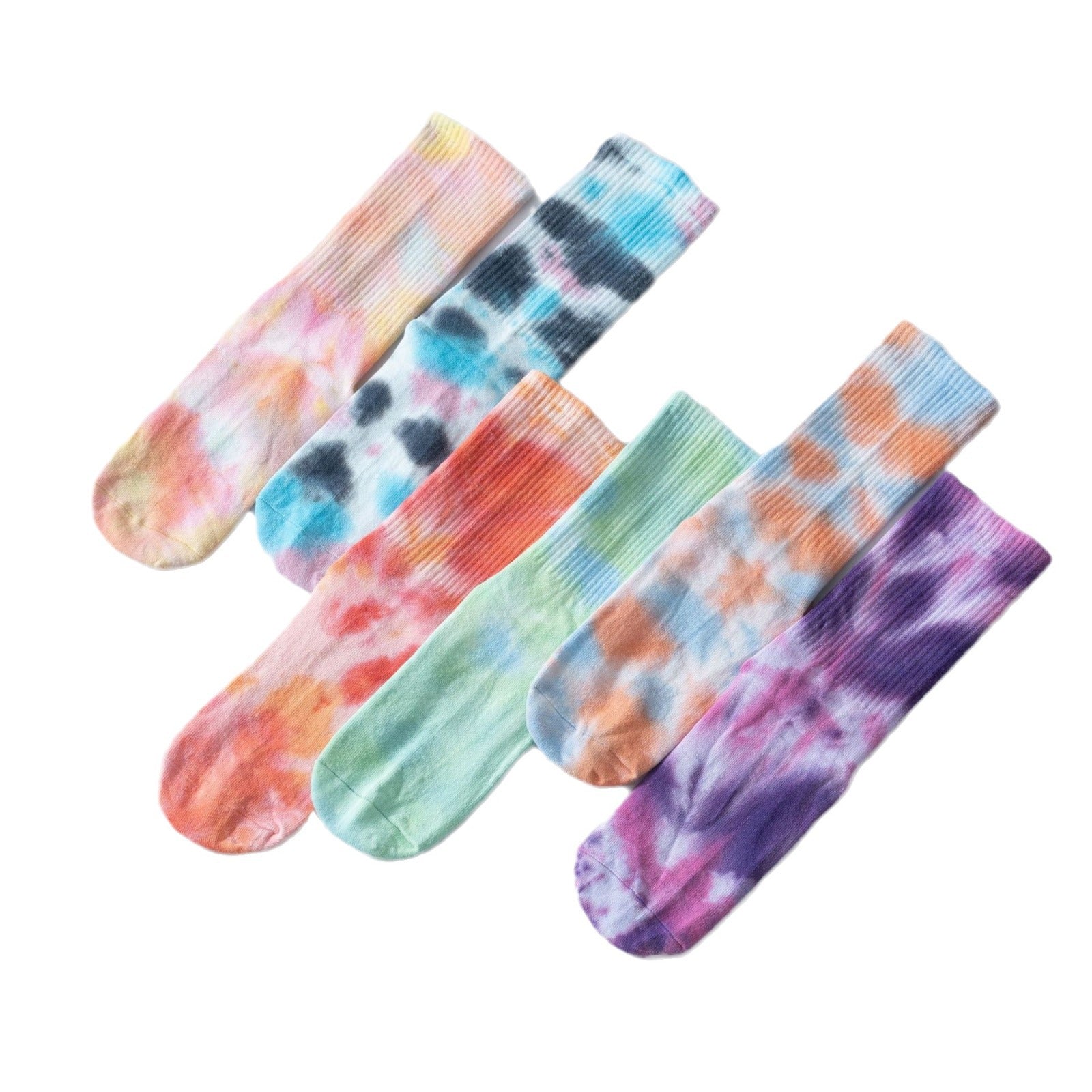 Yogcsde | Women’s Spring & Summer Tie-Dyed Long Yoga Socks – Colorful Cotton Design for Indoor Pilates & Fitness