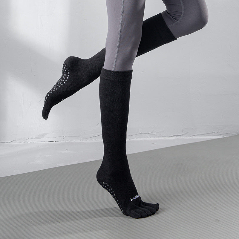 Yogcsde | Women's Mid-Calf Five-Toe Yoga Socks, Professional Non-Slip Warm Pilates Socks