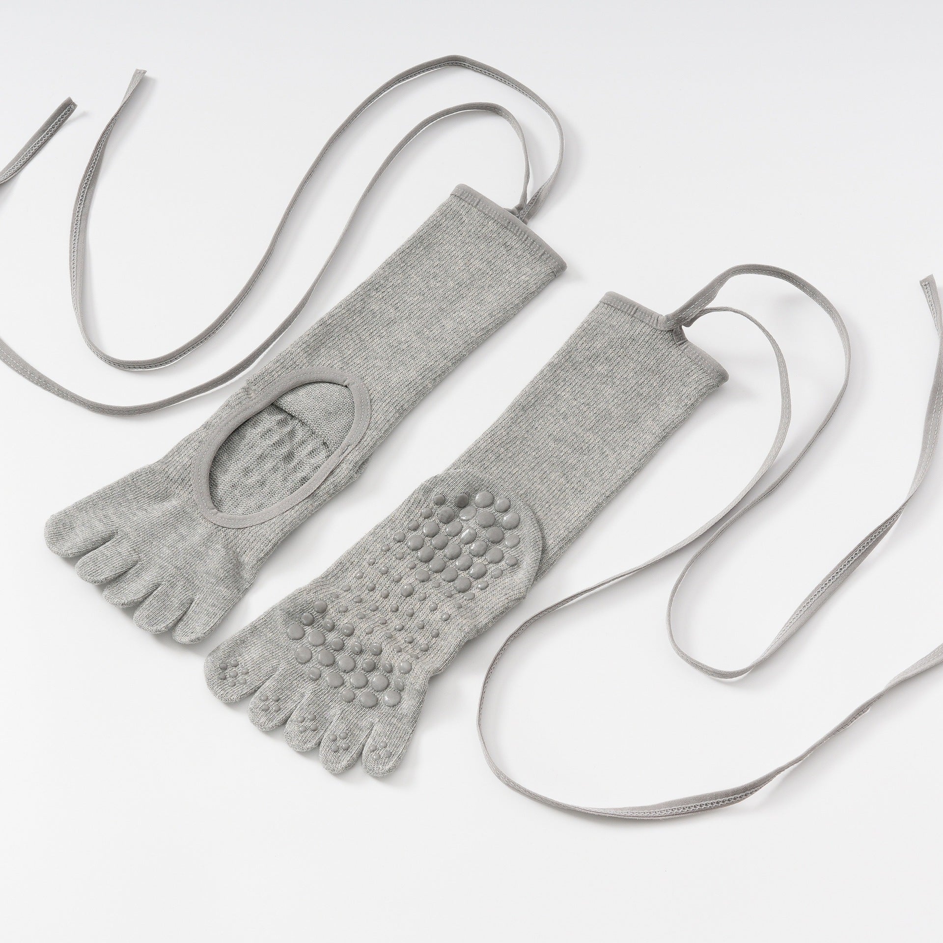 Yogcsde | Women’s Autumn & Winter Five-Toe Open-Back Yoga Socks – Strapped Design for Pilates, Ballet & Indoor Fitness