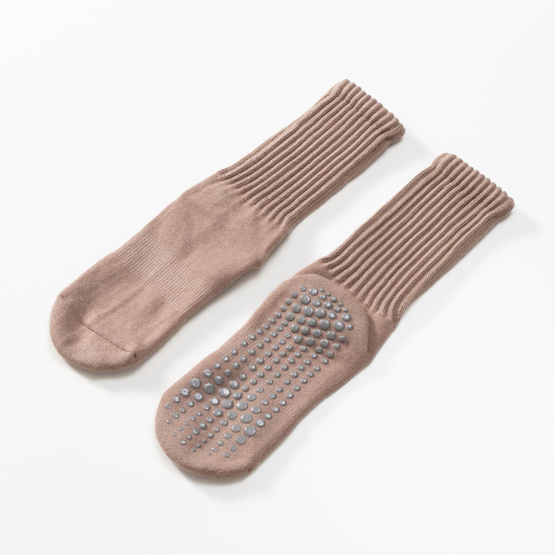 Yogcsde | Women's Retro Maillard-Colored Yoga Calf Socks, Thick Non-Slip Mid-Calf Socks for Fitness