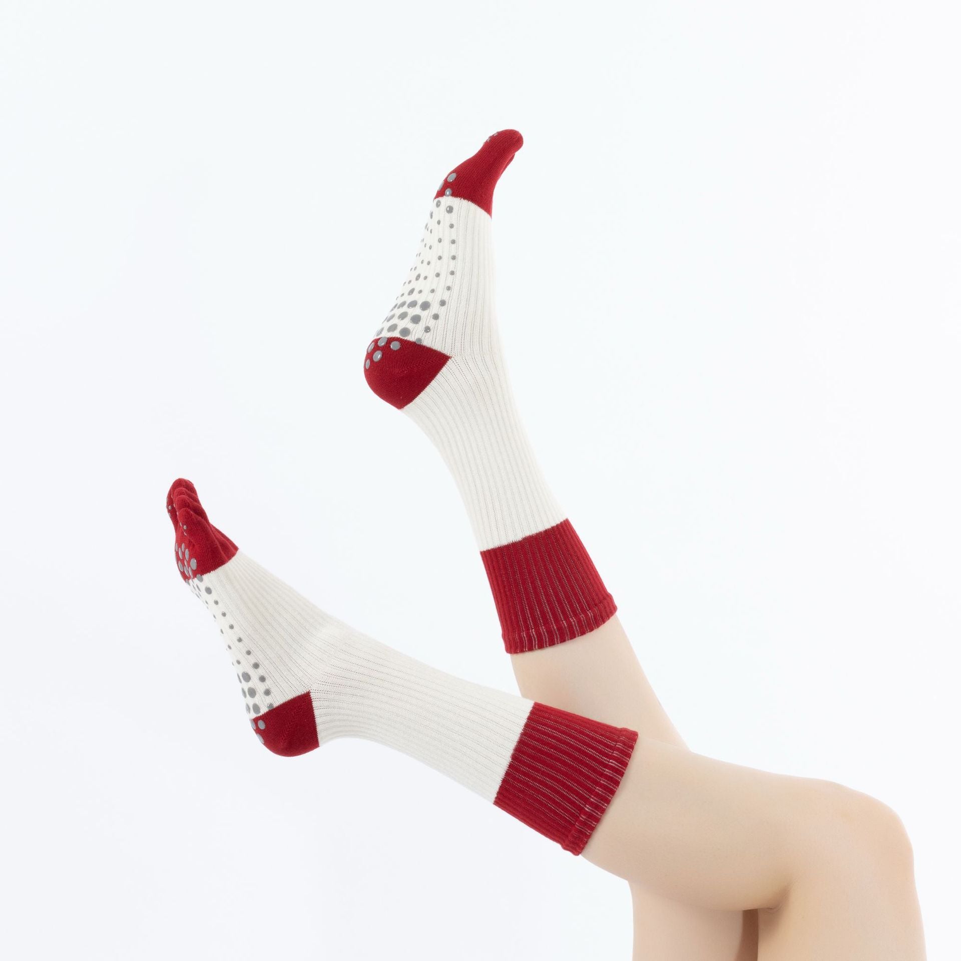 Yogcsde | Women's Zodiac Five-Toe Yoga Calf Socks, Non-Slip Red Pilates Socks for Good Luck