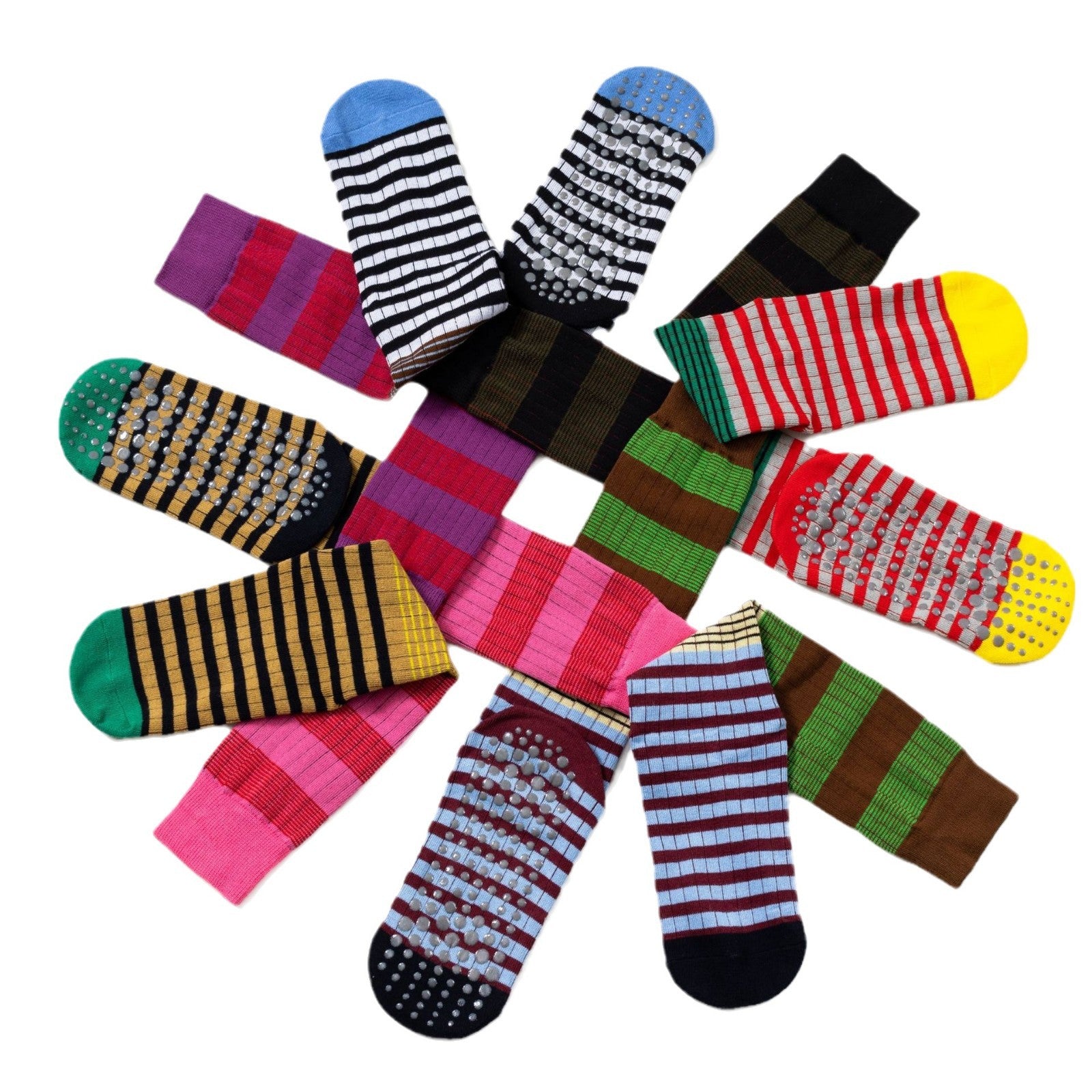 Yogcsde | Women's Spring Mid-Calf Striped Yoga Socks, Breathable Non-Slip Japanese-Style Fitness Socks