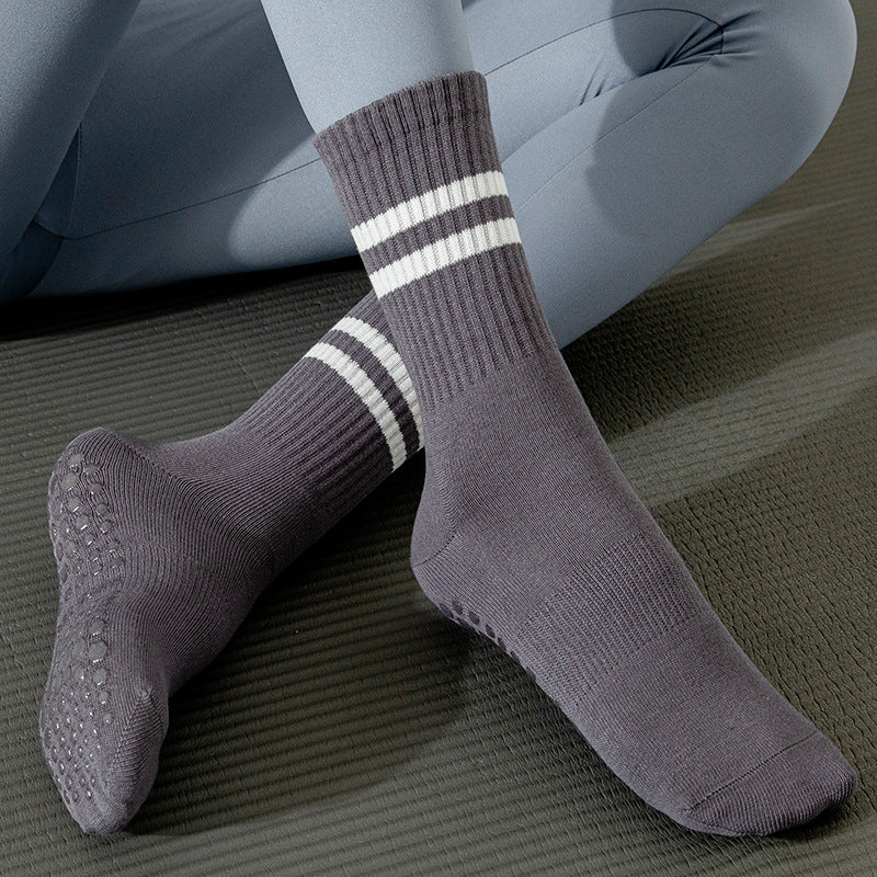 Yogcsde | Women's Mid-Calf Yoga Socks, Professional Non-Slip White Pilates and Fitness Socks