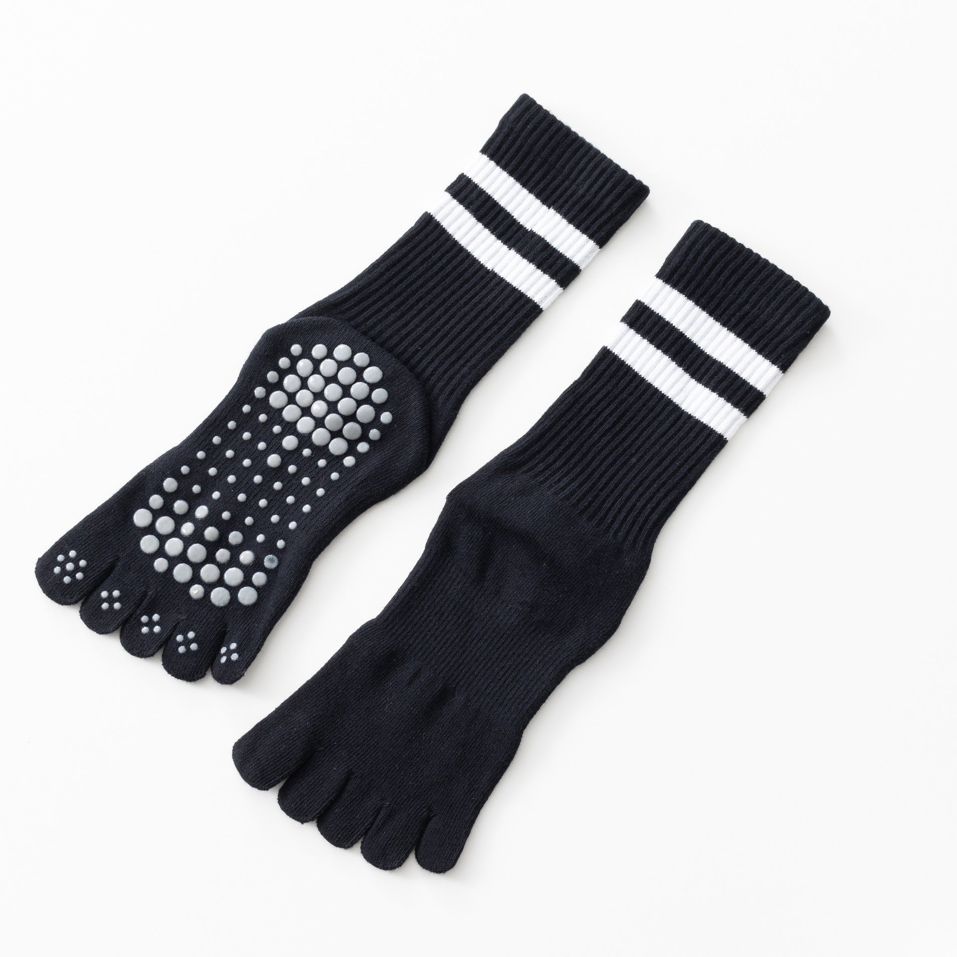 Yogcsde | Women's Thick Terry Five-Toe Yoga Socks, Warm Non-Slip Floor Socks with Striped Design