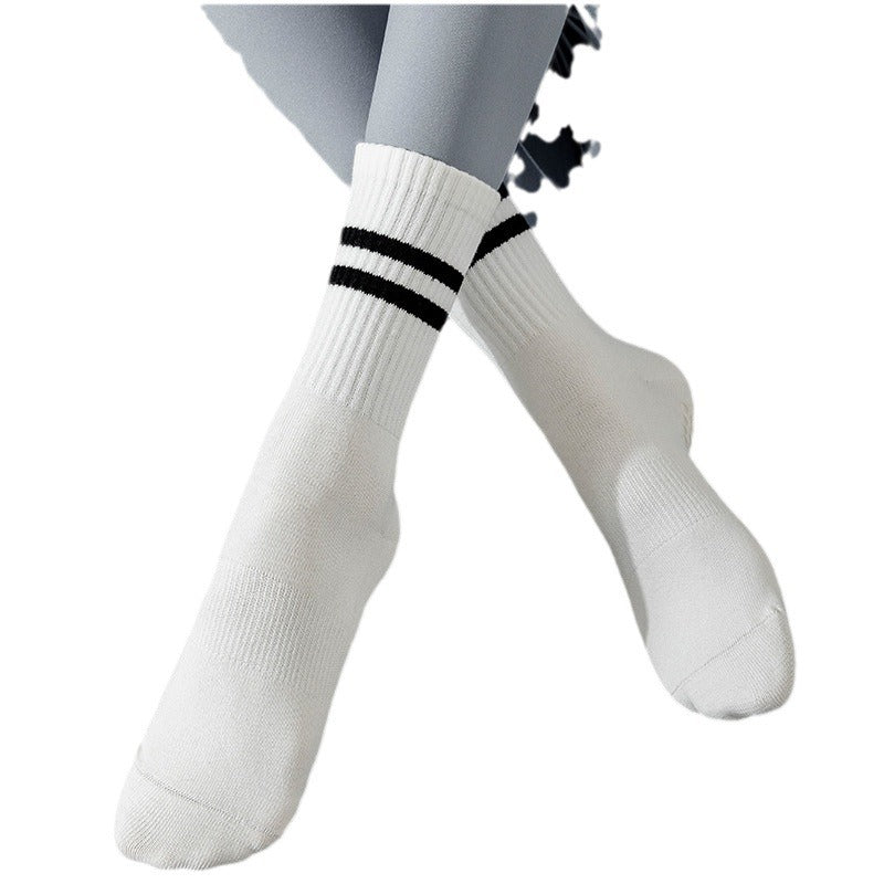 Yogcsde | Women's Mid-Calf Yoga Socks, Professional Non-Slip White Pilates and Fitness Socks