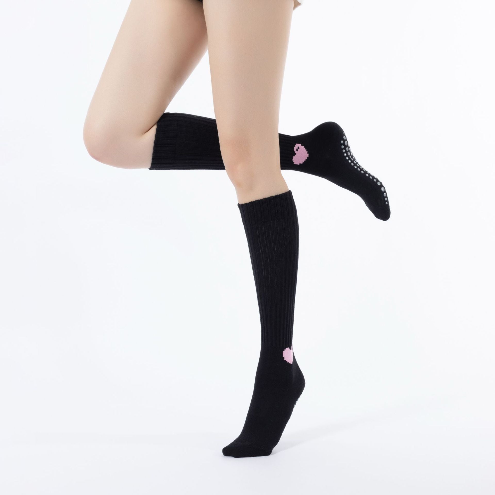 Yogcsde | Women's Mid-Calf Maillard Yoga Socks, Retro Pilates Socks with Non-Slip Slimming Fit