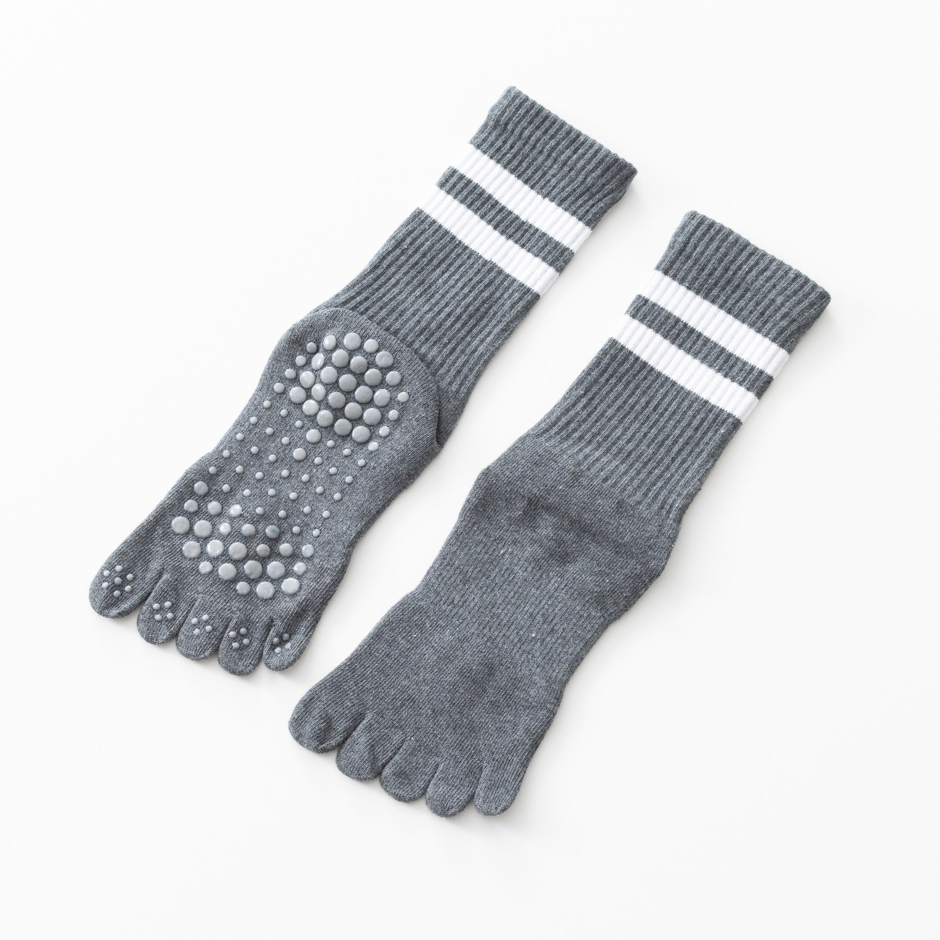 Yogcsde | Women's Thick Terry Five-Toe Yoga Socks, Warm Non-Slip Floor Socks with Striped Design