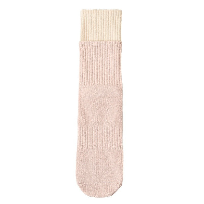 Yogcsde | Women's Mid-Calf Yoga Socks, Thick Cotton Non-Slip Fitness and Floor Socks for Autumn and Winter