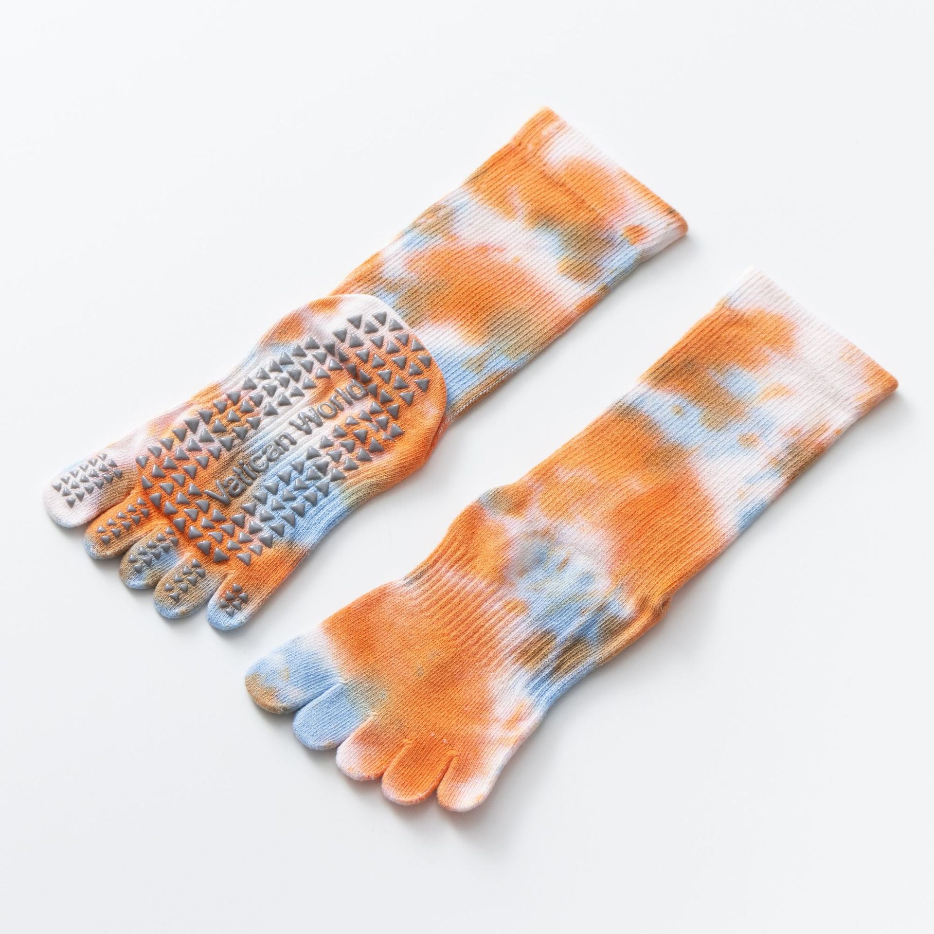 Yogcsde | Women’s Autumn & Winter Tie-Dye Five-Toe Yoga Socks – Mid-Calf Design for Pilates & Indoor Fitness