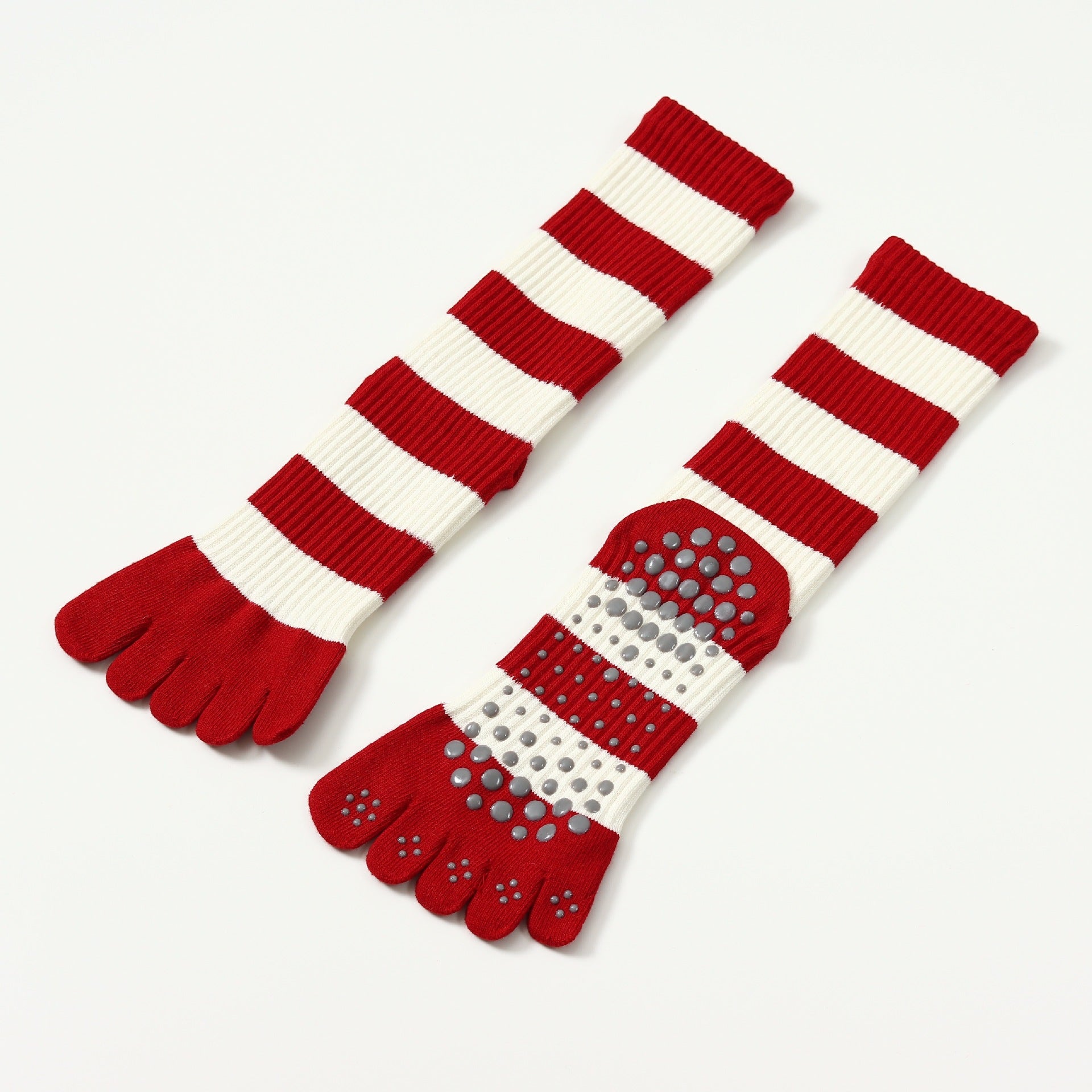 Yogcsde | Women's Zodiac Five-Toe Yoga Calf Socks, Non-Slip Red Pilates Socks for Good Luck