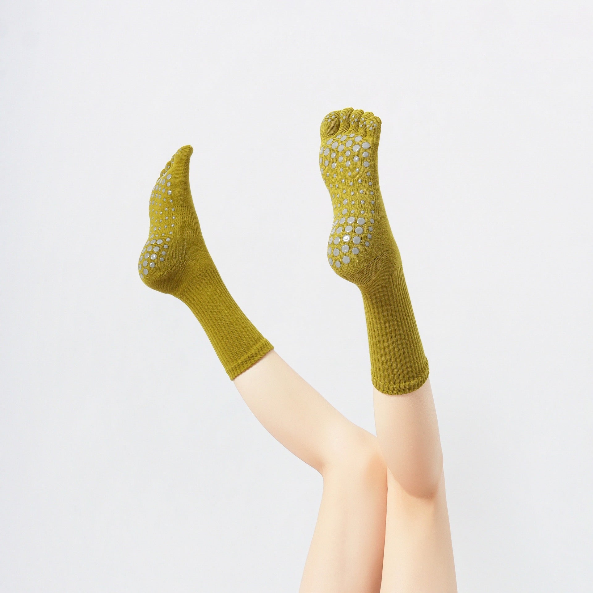 Yogcsde | Women's Thick Terry Split-Toe Yoga Socks, Warm Non-Slip Red Floor Socks