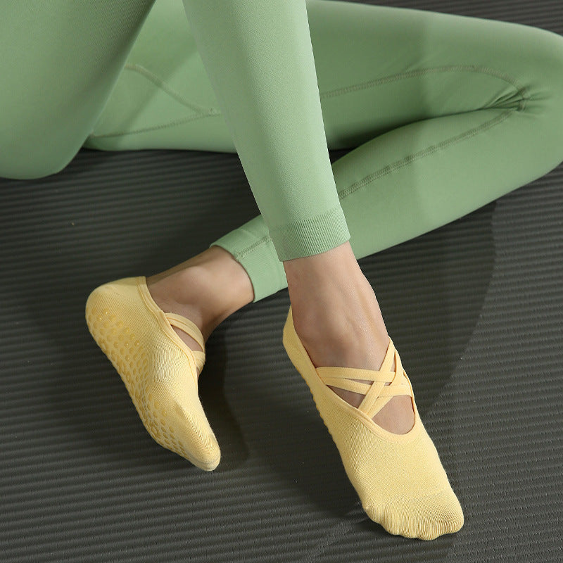 Yogcsde | Women’s Spring & Summer Open-Back Yoga Socks – Cross-Strap Design for Pilates & Indoor Fitness