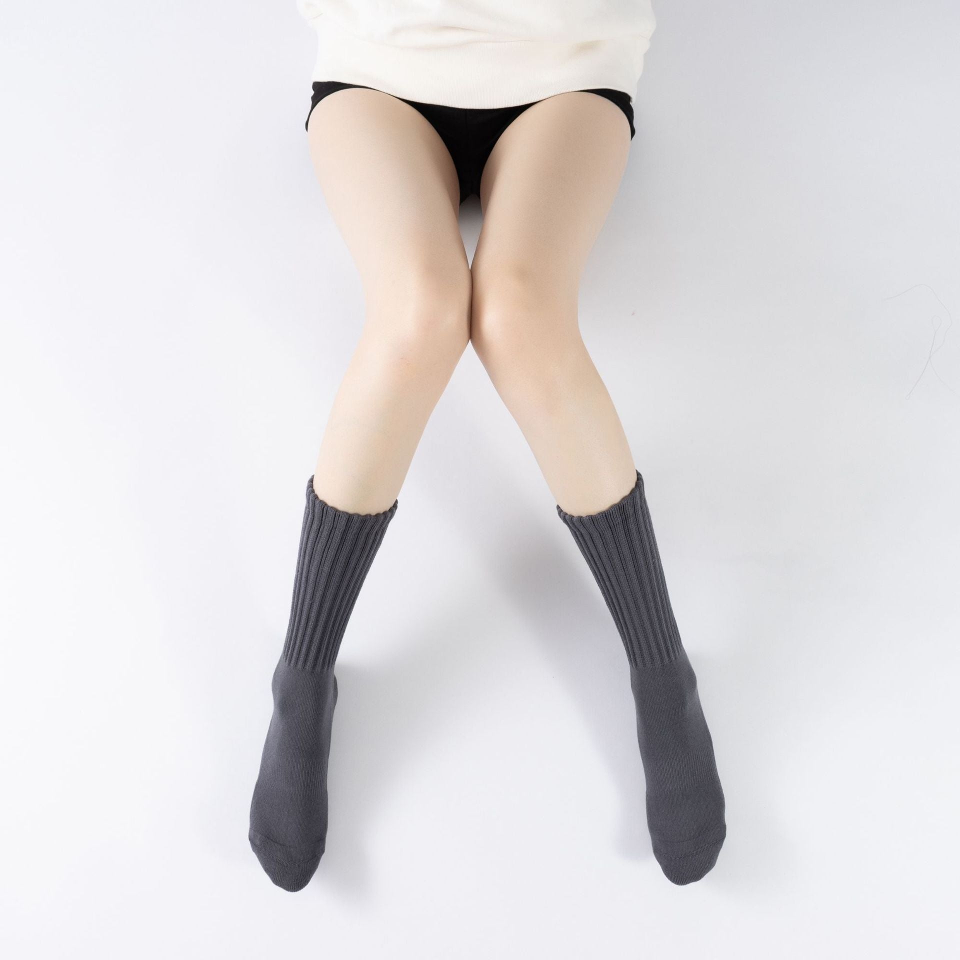 Yogcsde | Women's Retro Maillard-Colored Yoga Calf Socks, Thick Non-Slip Mid-Calf Socks for Fitness