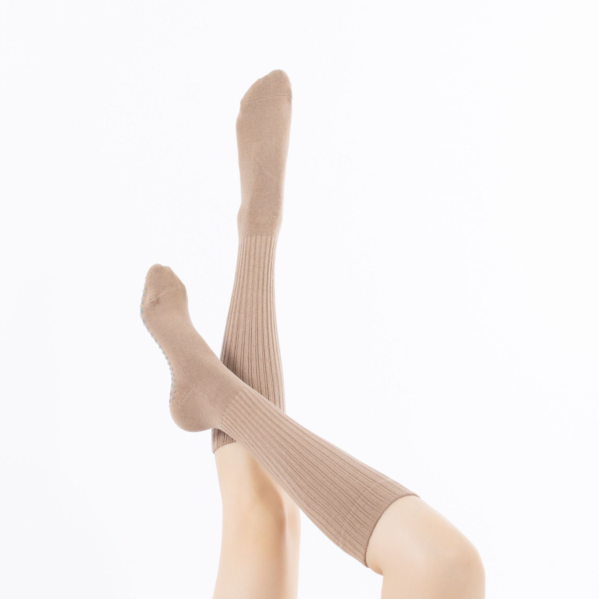 Yogcsde | Women's Spring Maillard Mid-Calf Solid Color Yoga Socks, Non-Slip Slimming Japanese-Style Floor Socks