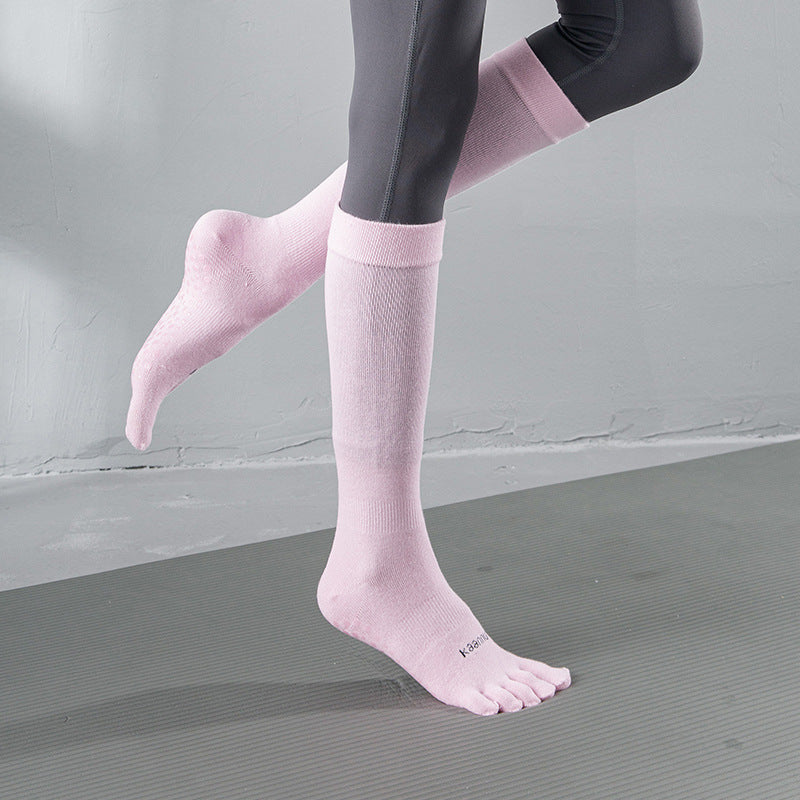 Yogcsde | Women's Mid-Calf Five-Toe Yoga Socks, Professional Non-Slip Warm Pilates Socks