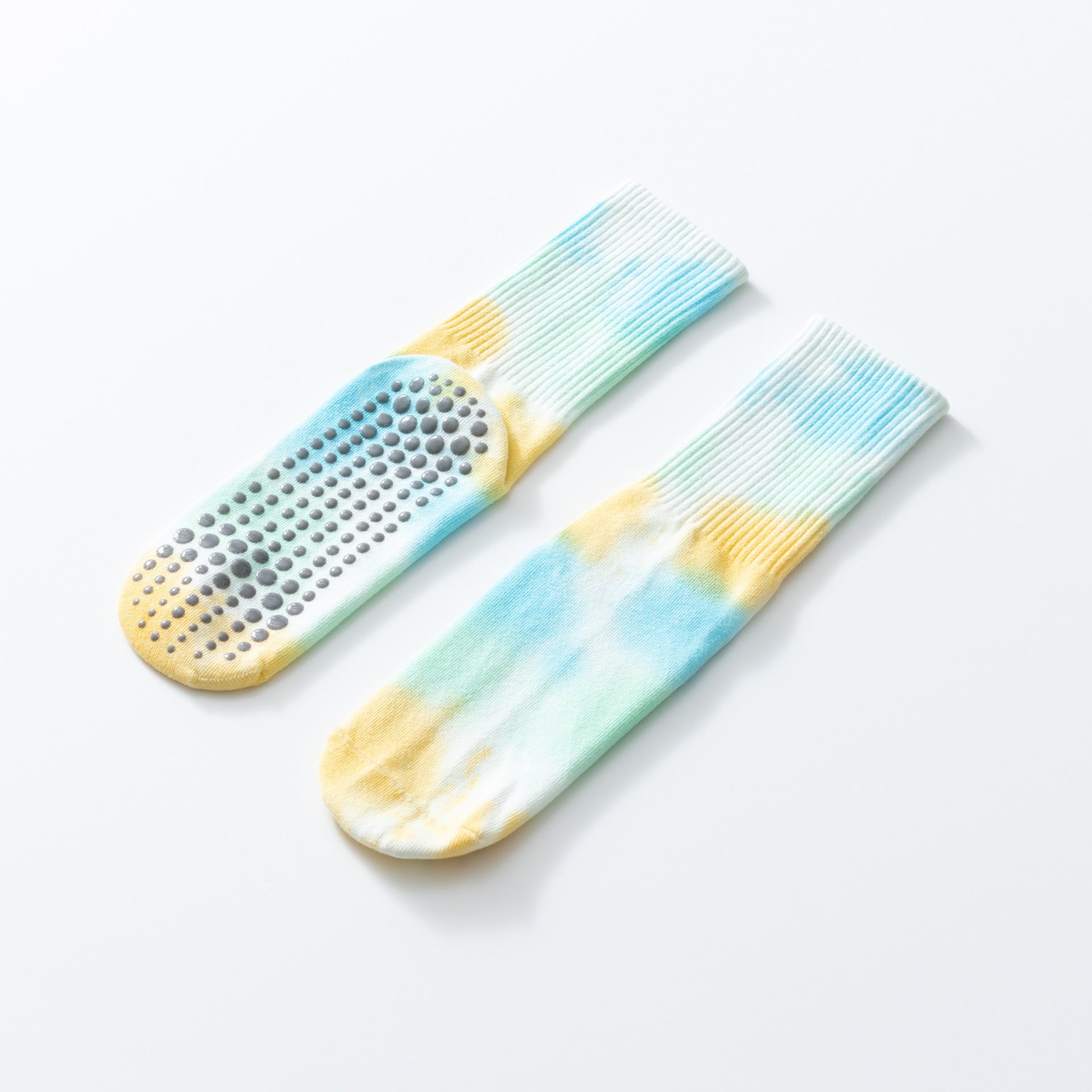 Yogcsde | Women’s Printed Cotton Yoga Calf Socks – Full-Length Contrast Design for Indoor Fitness & Pilates