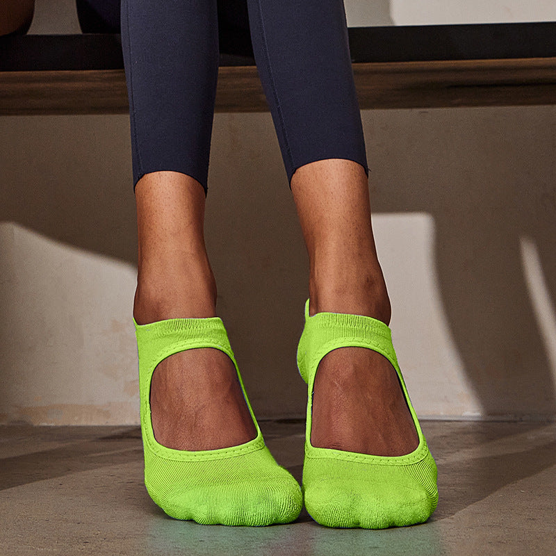 Yogcsde | Women’s Open-Back Yoga & Pilates Socks – Seamless Design with Cushioned Sole for Indoor Floor Practice