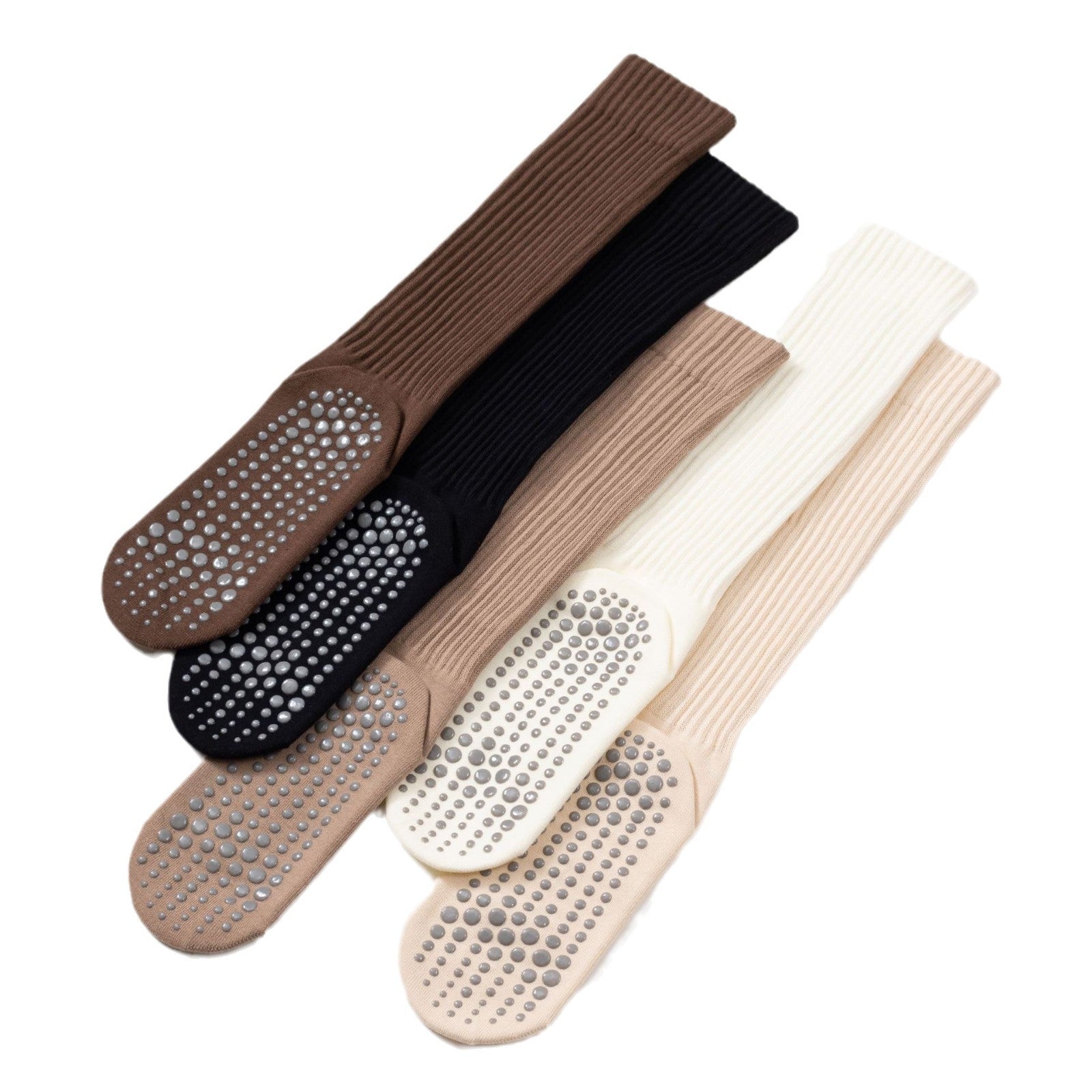 Yogcsde | Women's Spring Maillard Mid-Calf Solid Color Yoga Socks, Non-Slip Slimming Japanese-Style Floor Socks