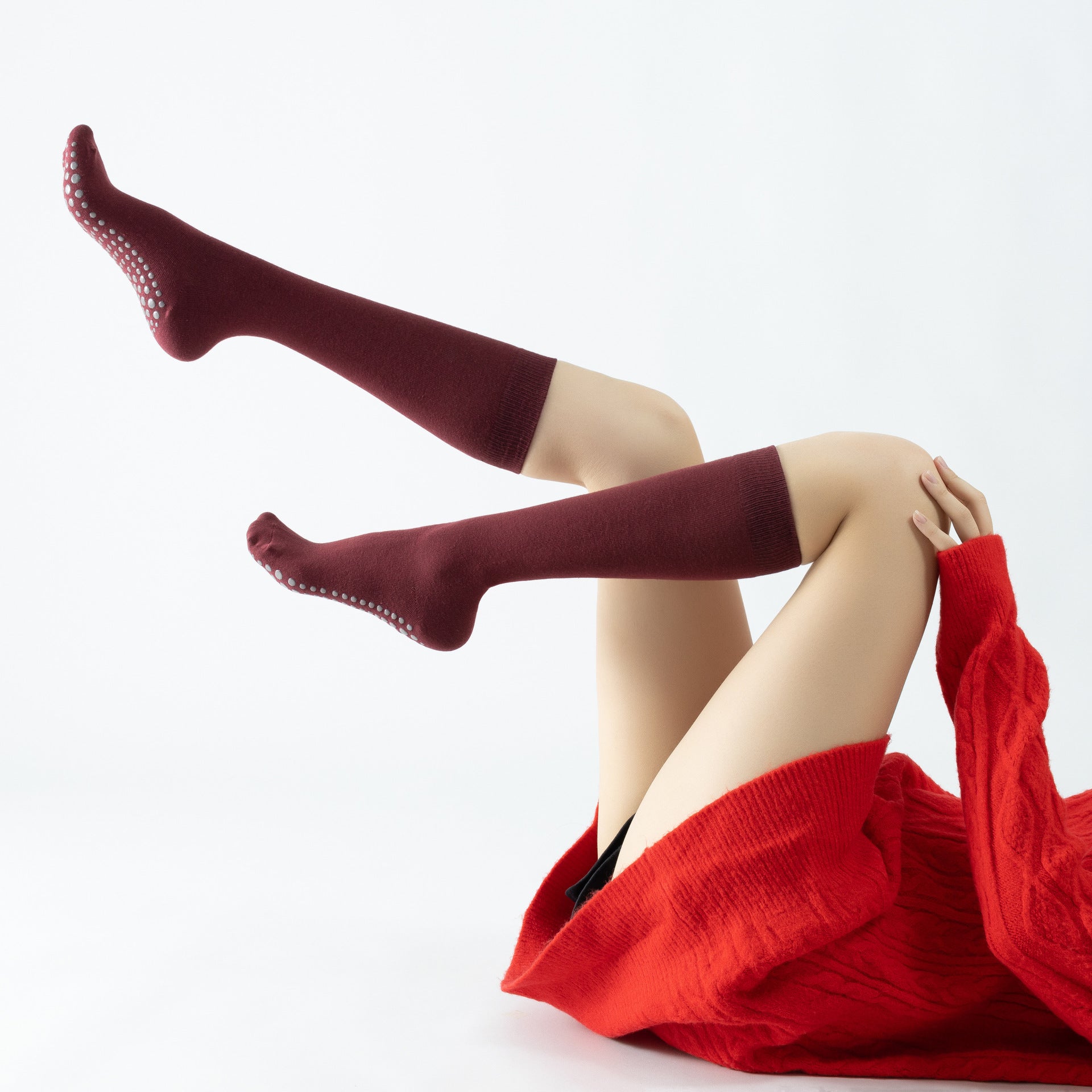 Yogcsde | Women's Spring & Summer Mid-Calf Round-Toe Yoga Socks, Thin Non-Slip Pilates and Fitness Socks