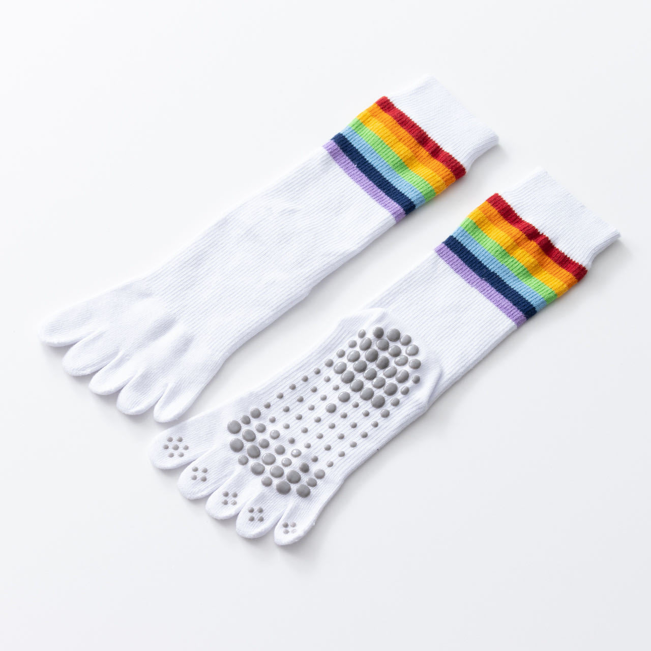 Yogcsde | Women's Spring Mid-Calf Striped Yoga Socks, Breathable Non-Slip Japanese-Style Fitness Socks