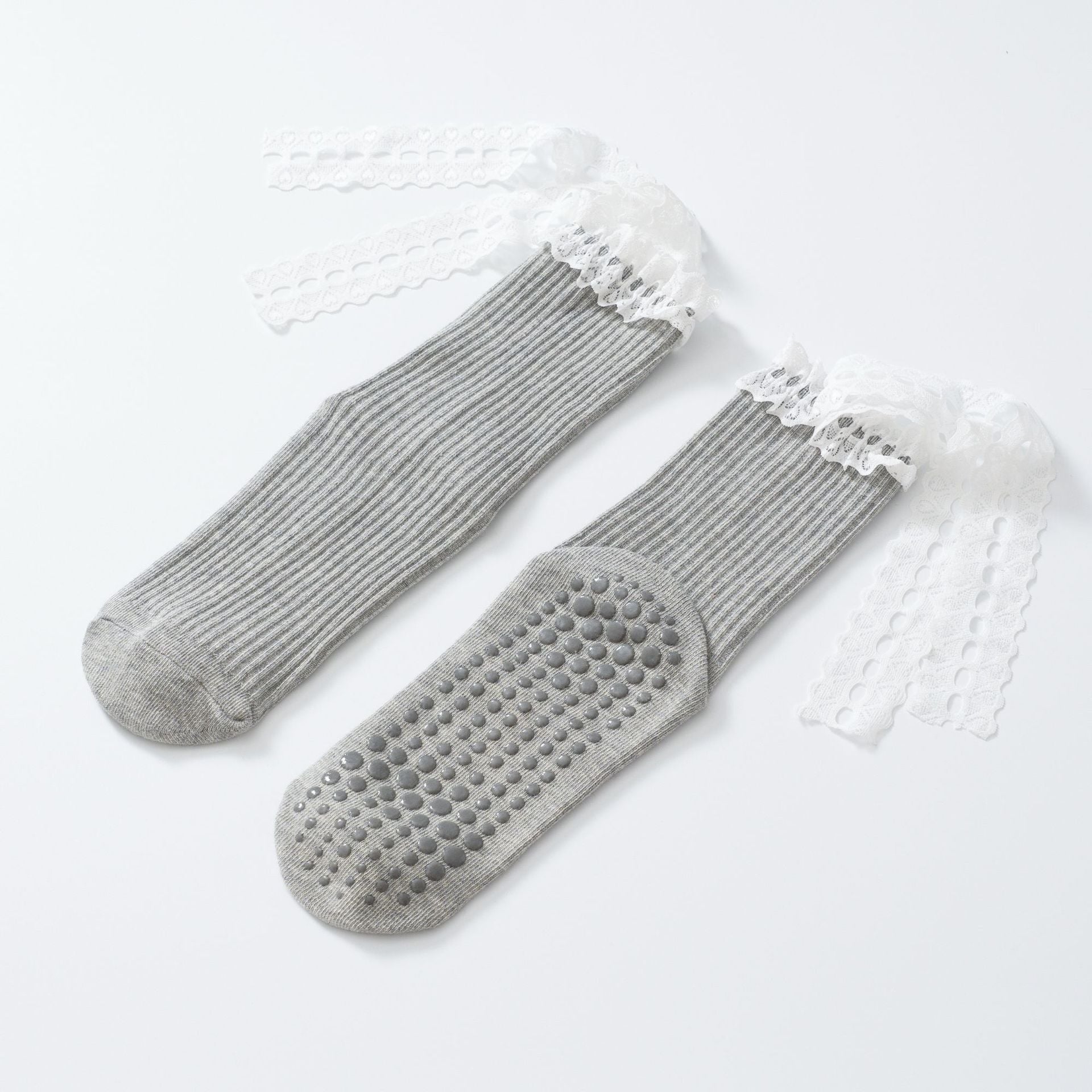 Yogcsde | Women's Lace Strap Yoga Socks, Non-Slip Fitness and Dance Socks with Bow Accent