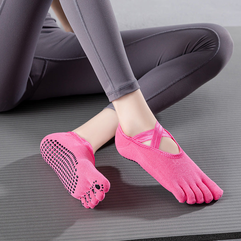 Yogcsde | Women’s Cross-Strap Five-Toe Yoga Socks – Lightweight Design for Pilates & Dance Practice
